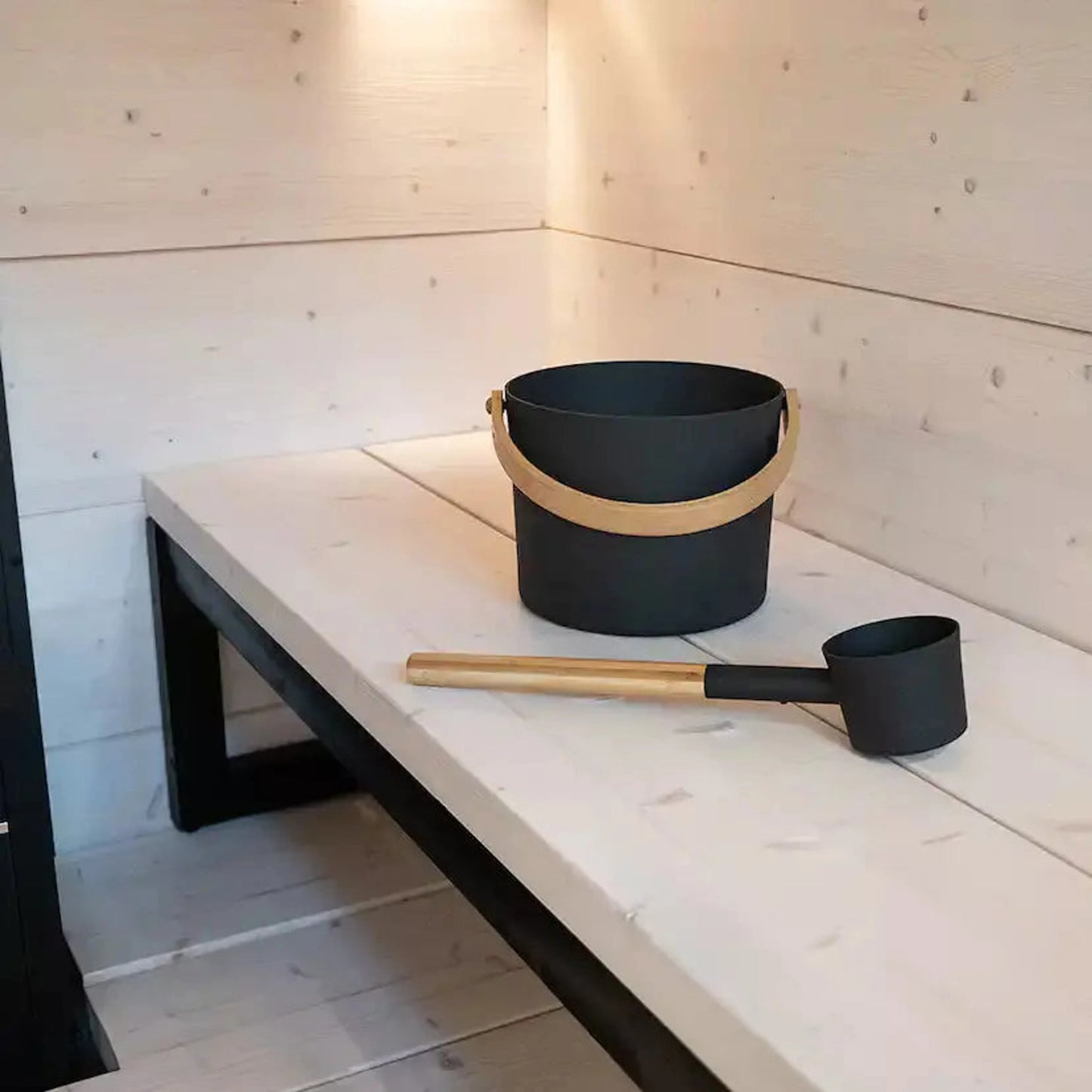 Harvia Black Pail And Ladle Set - Black Composite Plastic
