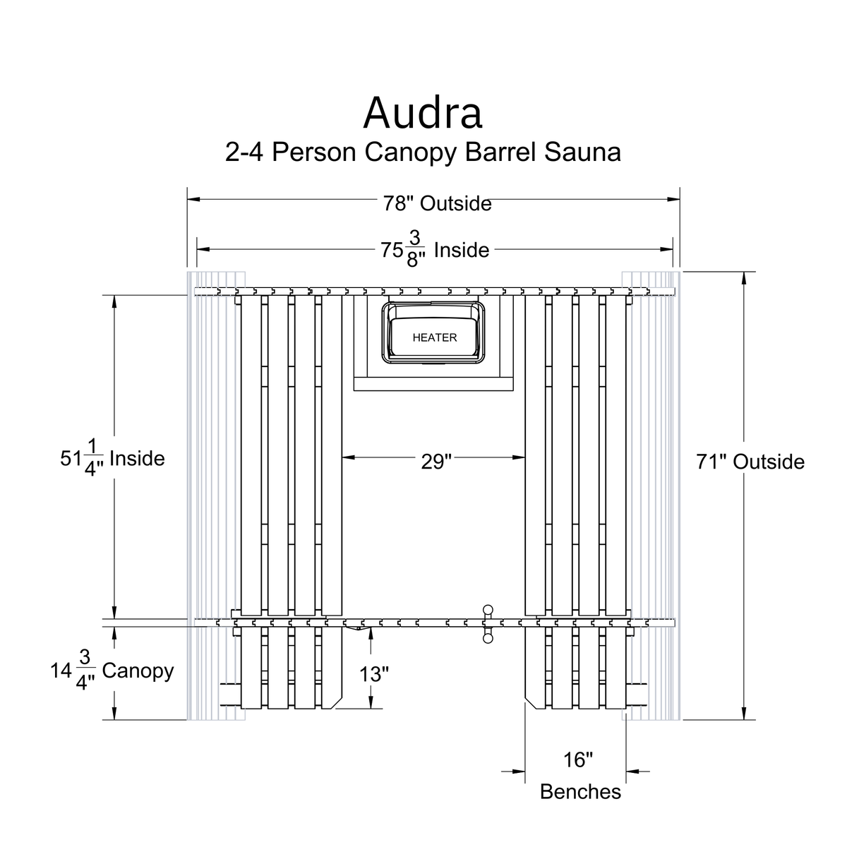 Almost Heaven Audra 4 Person Canopy Barrel Sauna