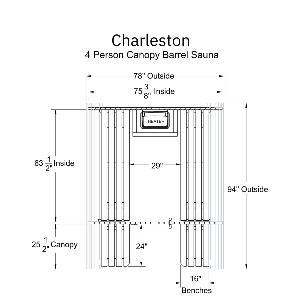 Almost Heaven Charleston 4 Person Canopy Barrel Sauna
