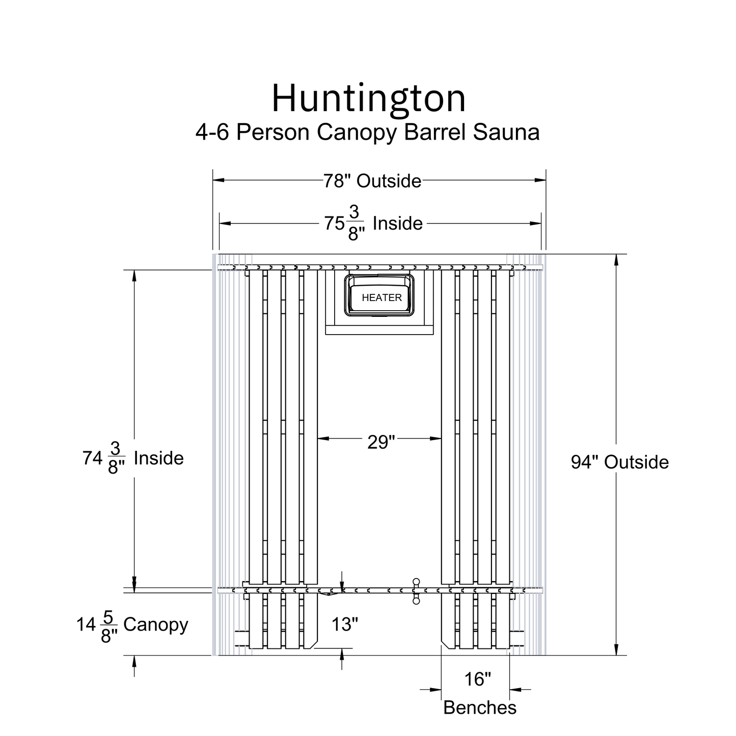Almost Heaven Huntington 6 Person Canopy Barrel Sauna