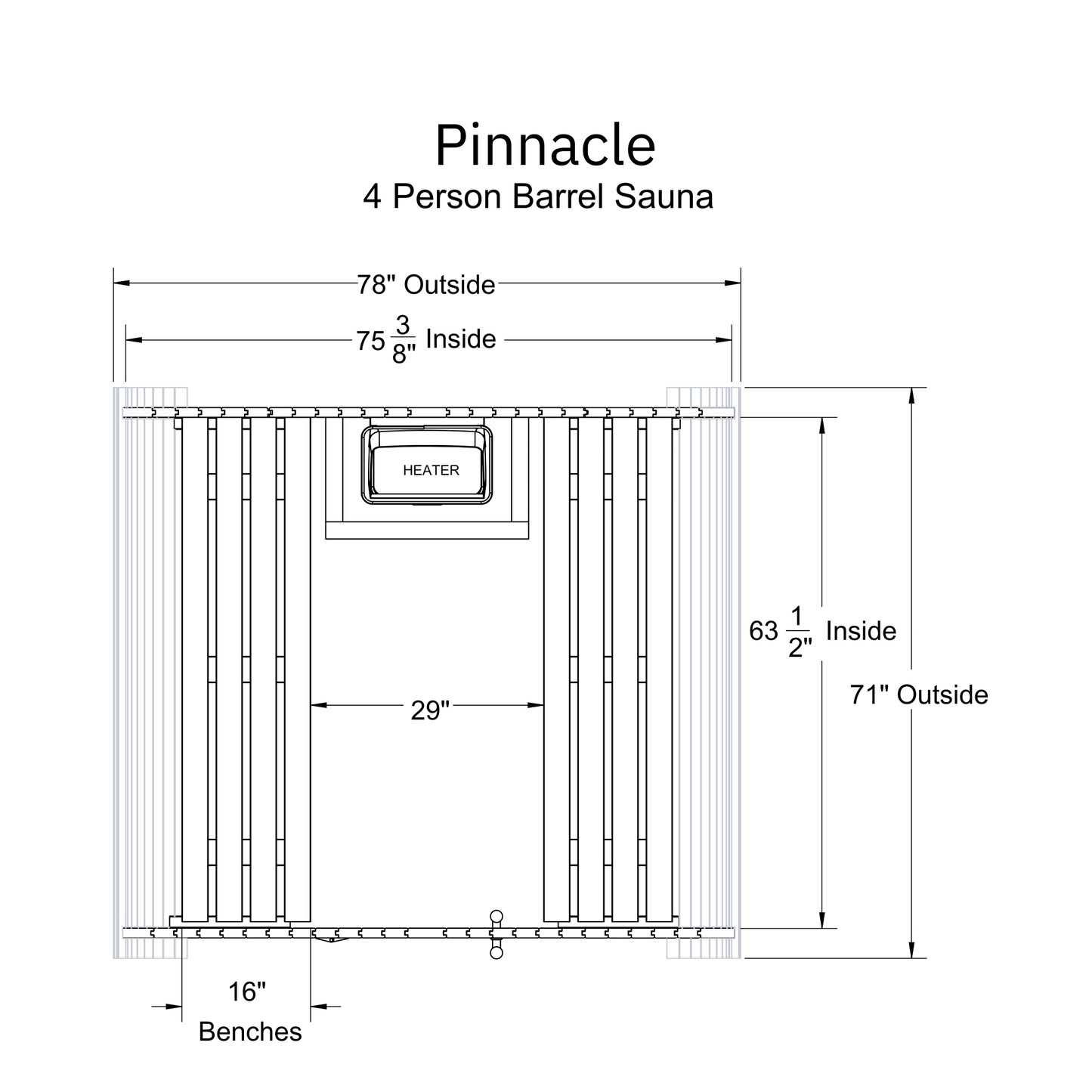 Almost Heaven Pinnacle 4 Person Classic Barrel Sauna