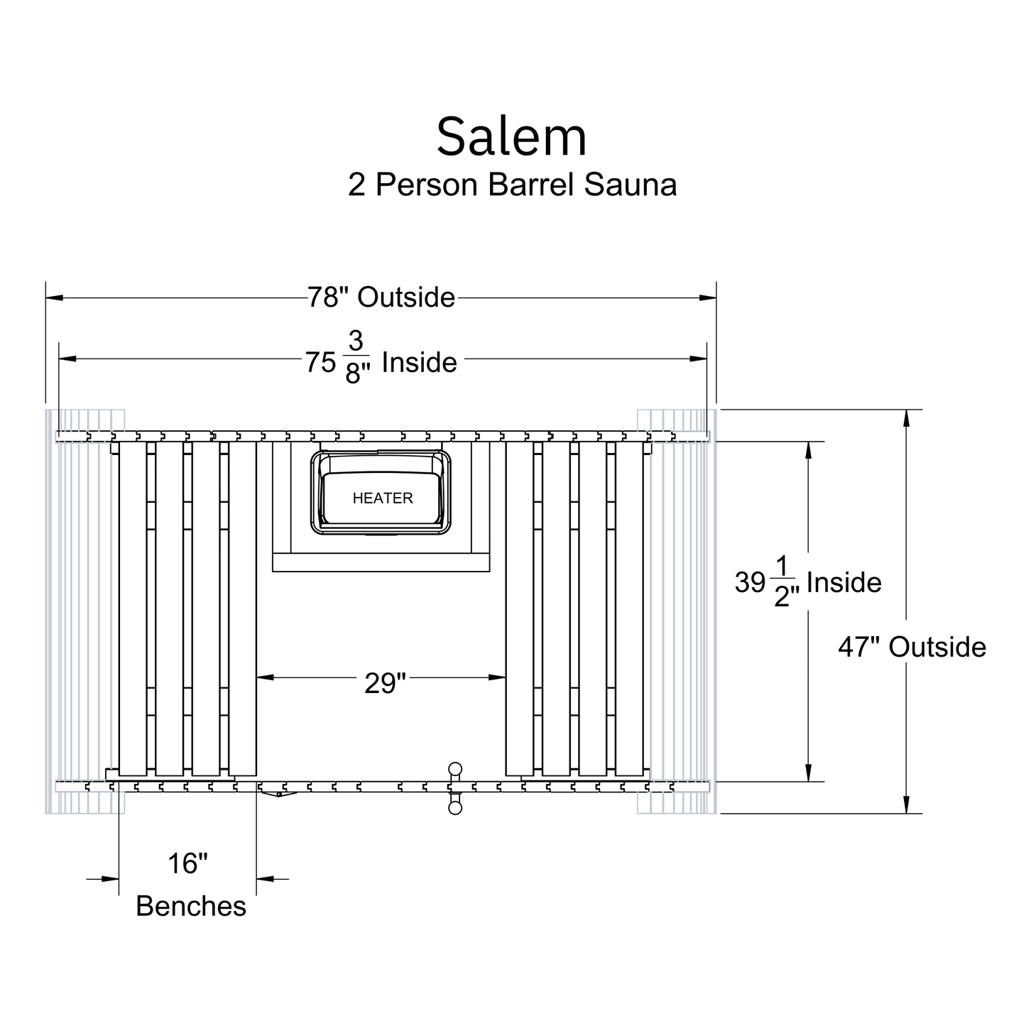 Almost Heaven Salem 2 Person Classic Barrel Sauna