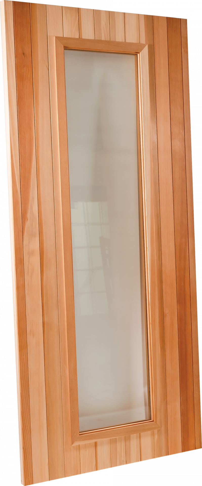 Finnish Sauna Builders Cedar Sauna Door 30" x 80" with a Clear 24" x 67" Tempered Thermo Glass