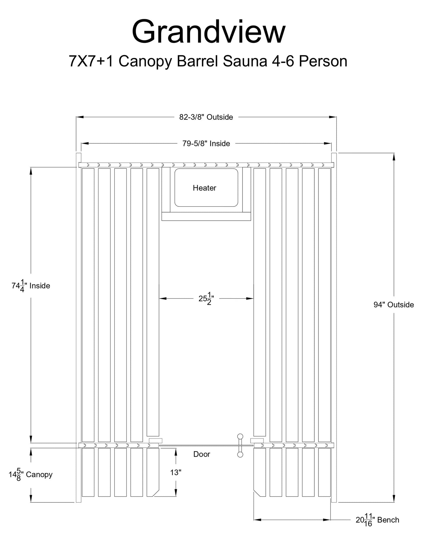Almost Heaven Grandview 6 Person Canopy Barrel Sauna Rustic Cedar,Onyx - Stained Southern Pine Almost Heaven Sauna GrandviewLayoutDrawing_aa561c97-8dc7-4301-8388-66e2cc9e5408.webp