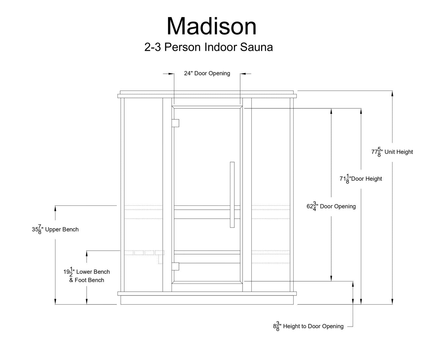 Almost Heaven Madison 3 Person Indoor Sauna Respite Series