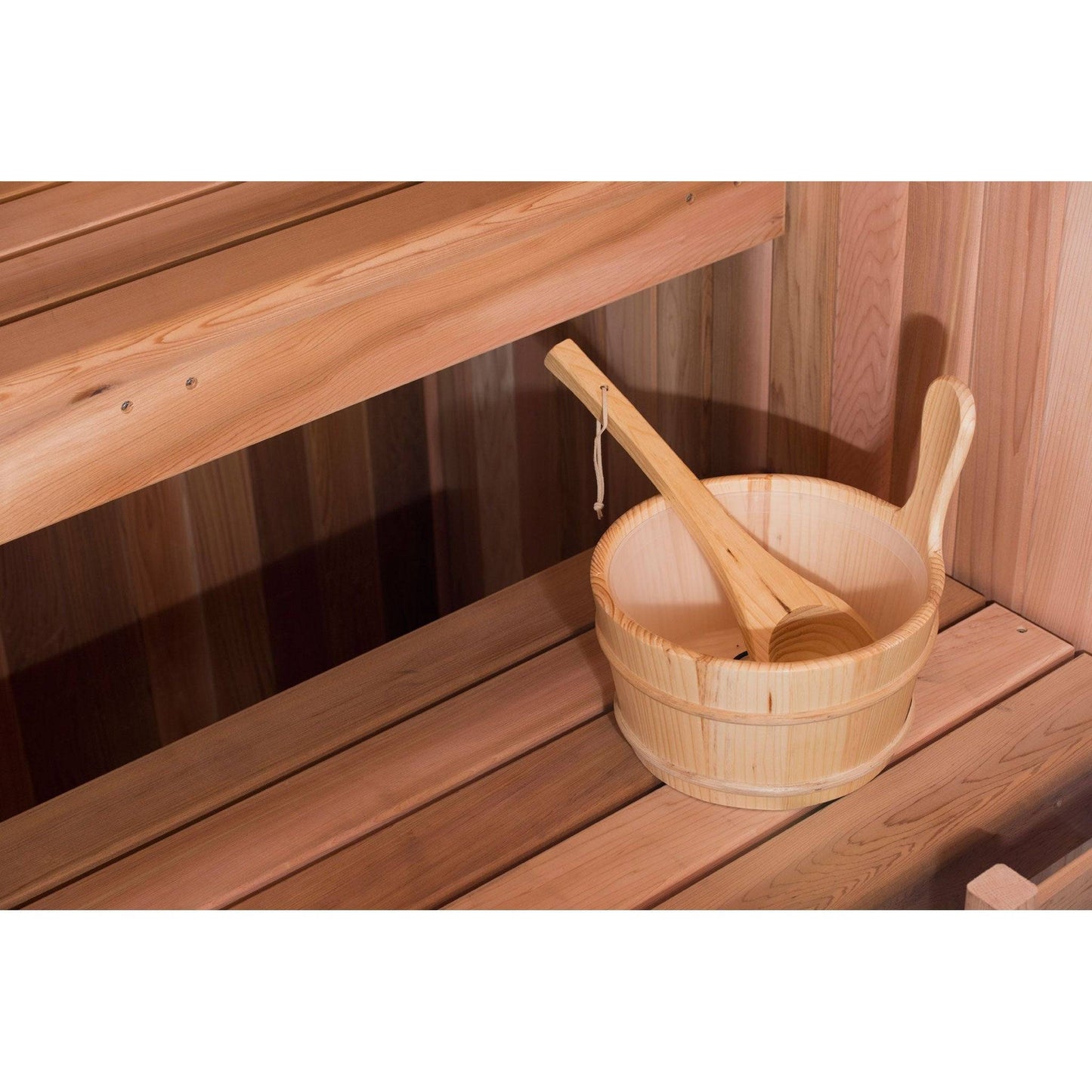 Almost Heaven Bridgeport 6 Person Indoor Sauna Respite Series Rustic Cedar,Fir Almost Heaven Sauna Respite_Bridgeport_Interior_bucket_Ladle_1024x1024_2x_a0c97a86-197f-4c90-b4c8-bc92c396586b.jpg
