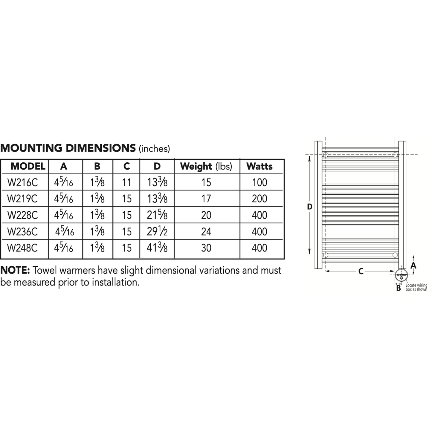 Mr. Steam Towel Warmers - The Broadway Collection W228C - 4 5/16" X 1 3/8" X 15 X 21 5/8" / Polished Chrome,W228C - 4 5/16" X 1 3/8" X 15 X 21 5/8" / Brushed Bronze,W228C - 4 5/16" X 1 3/8" X 15 X 21 5/8" / Brushed Nickel,W228C - 4 5/16" X 1 3/8" X 15 X 2