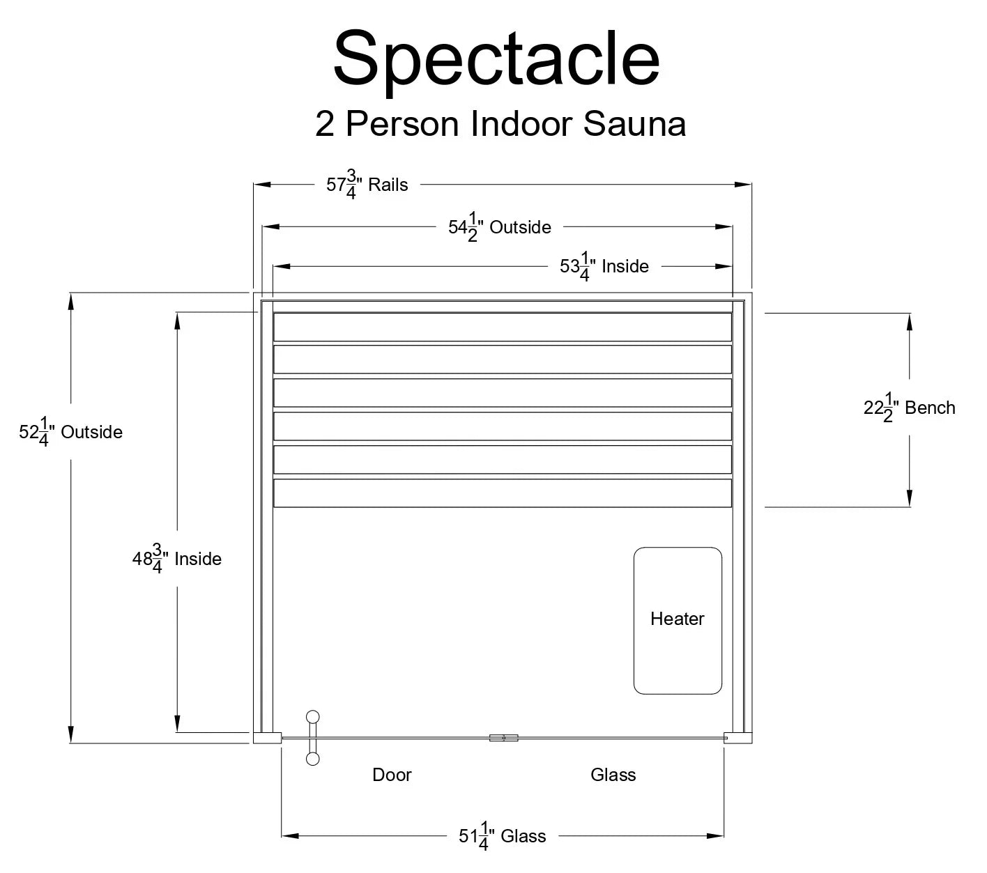 Almost Heaven Spectacle 2 Person Indoor Sauna Rustic Cedar,Fir Almost Heaven Sauna SpectacleLayoutDrawing.webp
