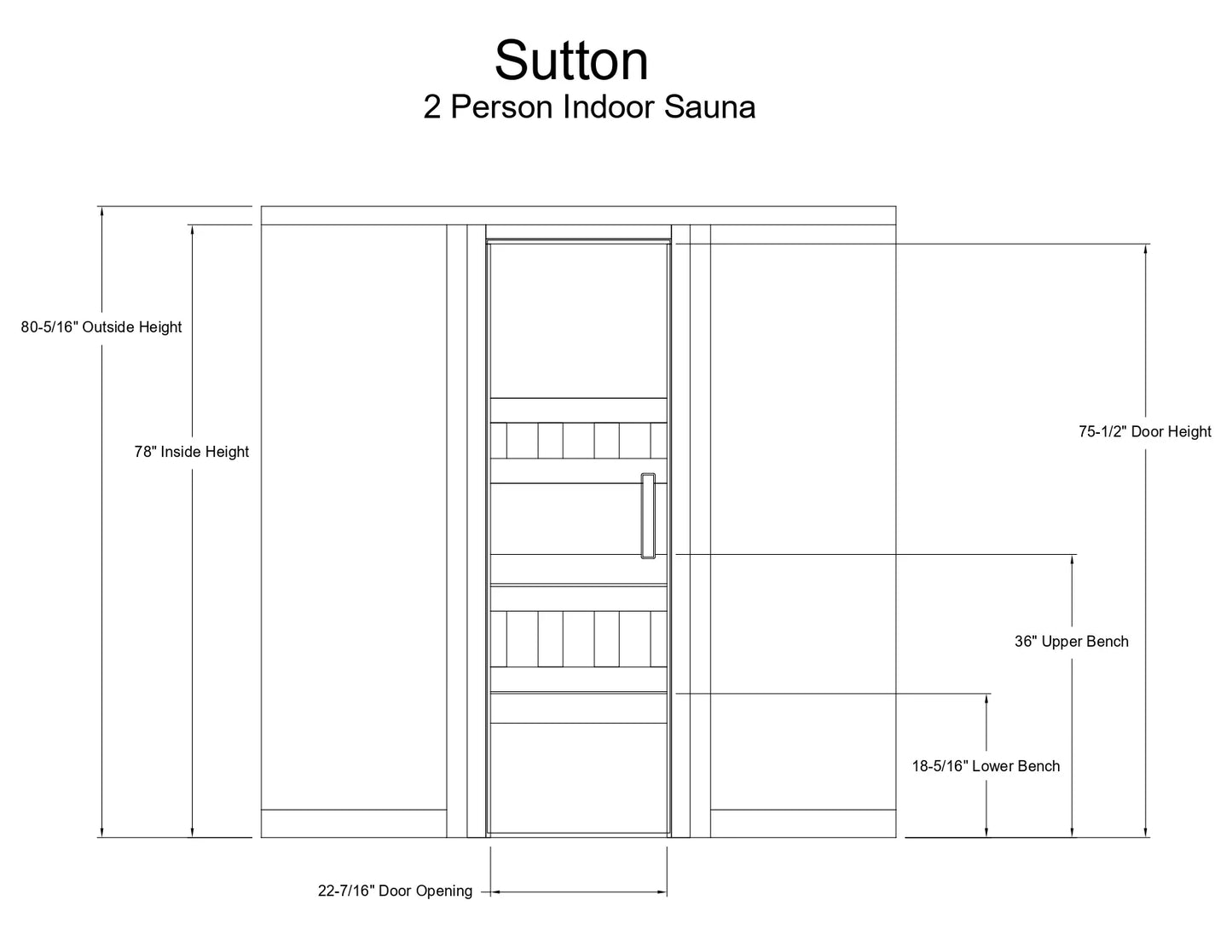 Almost Heaven Sutton Indoor Sauna Element Series - Nordic Spruce (2-Person) Almost Heaven Sauna SuttonFrontView.webp