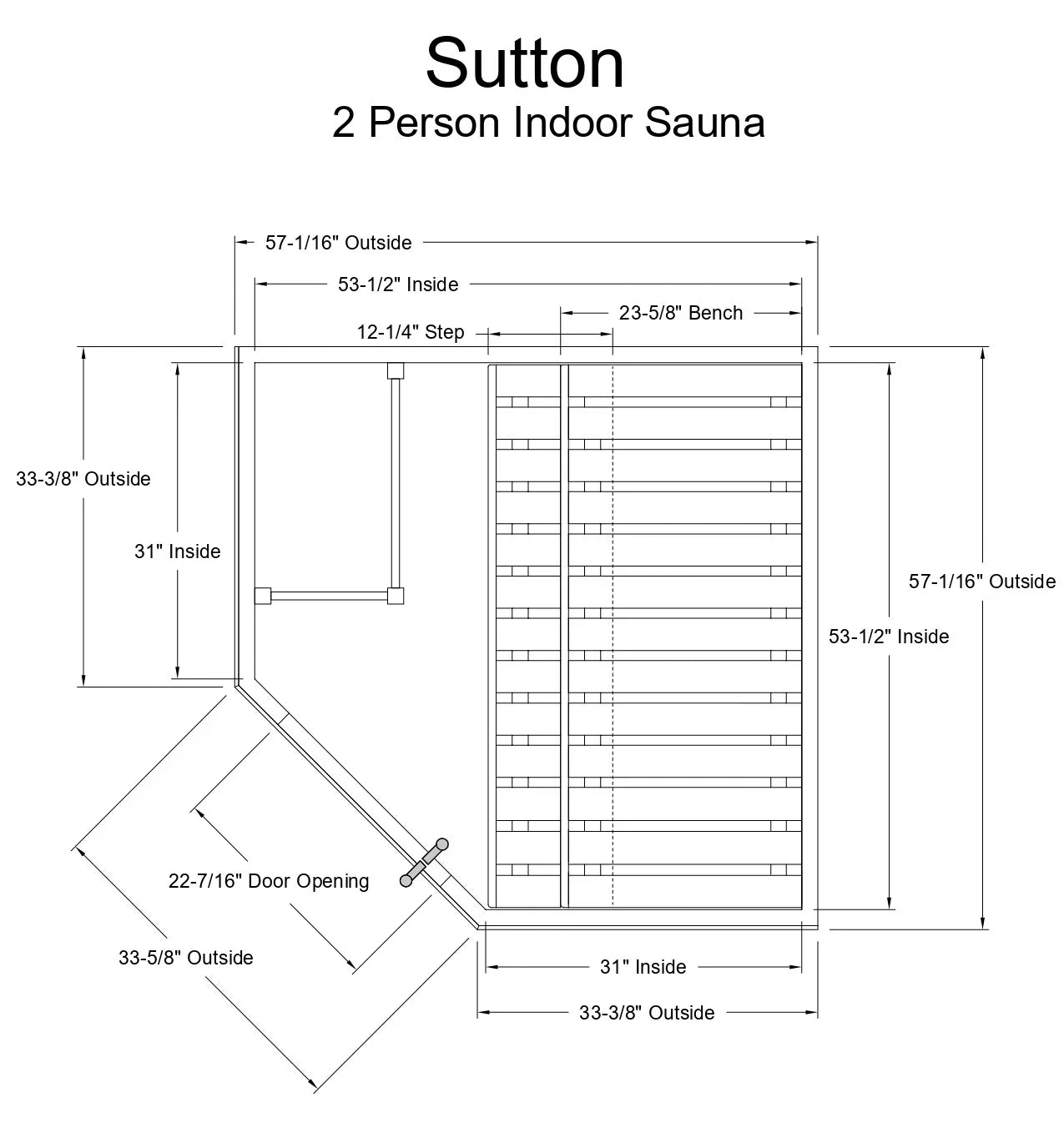 Almost Heaven Sutton Indoor Sauna Element Series - Nordic Spruce (2-Person) Almost Heaven Sauna SuttonLayoutDrawing.webp