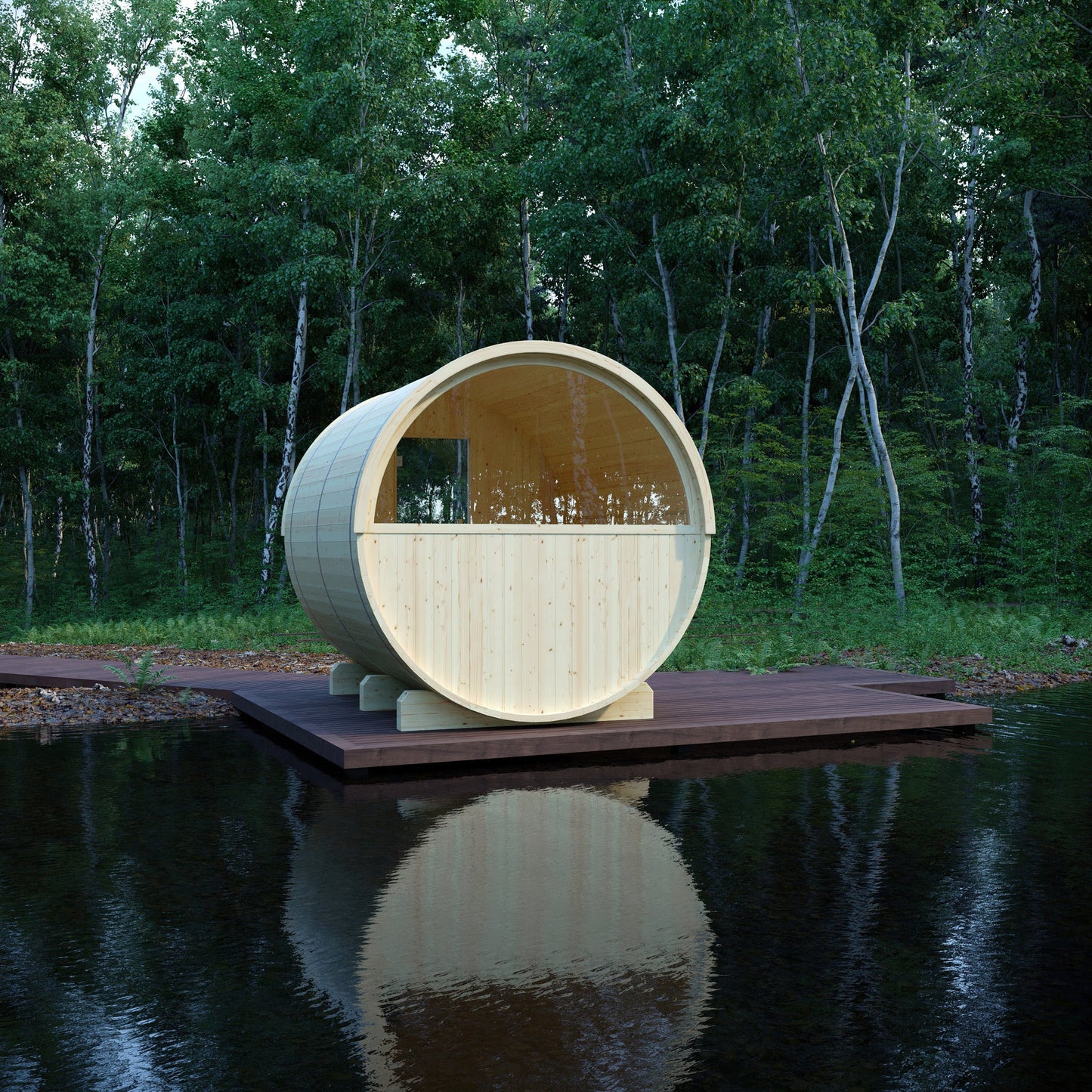 Vassa 6 Person 2 Tier Finnish Barrel Sauna with Heater - By Finnish Barrel Saunas Nordic Spruce / No Terrace Finnish Barrel Saunas 2152FE56-1EDD-4D40-851F-E07A7208A839.jpg