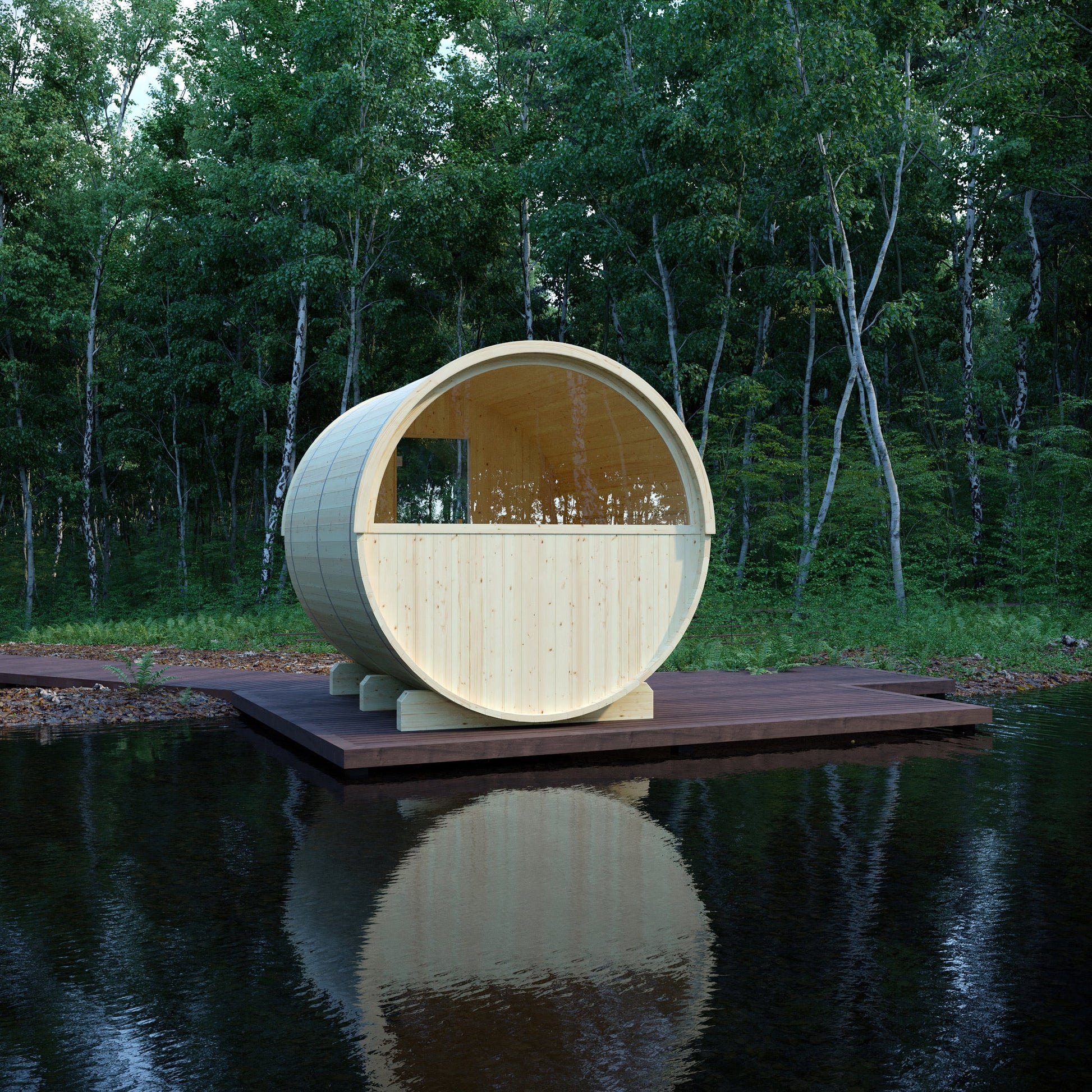 Vassa 6 Person 2 Tier Finnish Barrel Sauna with Heater - By Finnish Barrel Saunas Nordic Spruce / No Terrace Finnish Barrel Saunas 2152FE56-1EDD-4D40-851F-E07A7208A839.jpg