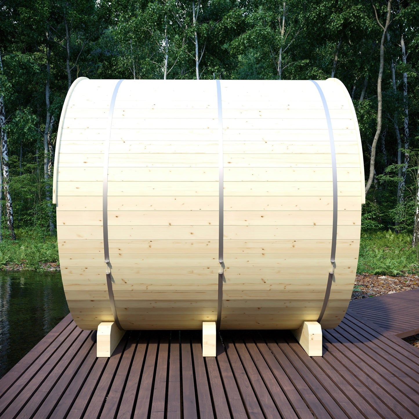 Vassa 6 Person 2 Tier Finnish Barrel Sauna with Heater - By Finnish Barrel Saunas Nordic Spruce / No Terrace Finnish Barrel Saunas 40DE5985-40A0-4D22-8BE3-BAD36F00DA19.jpg