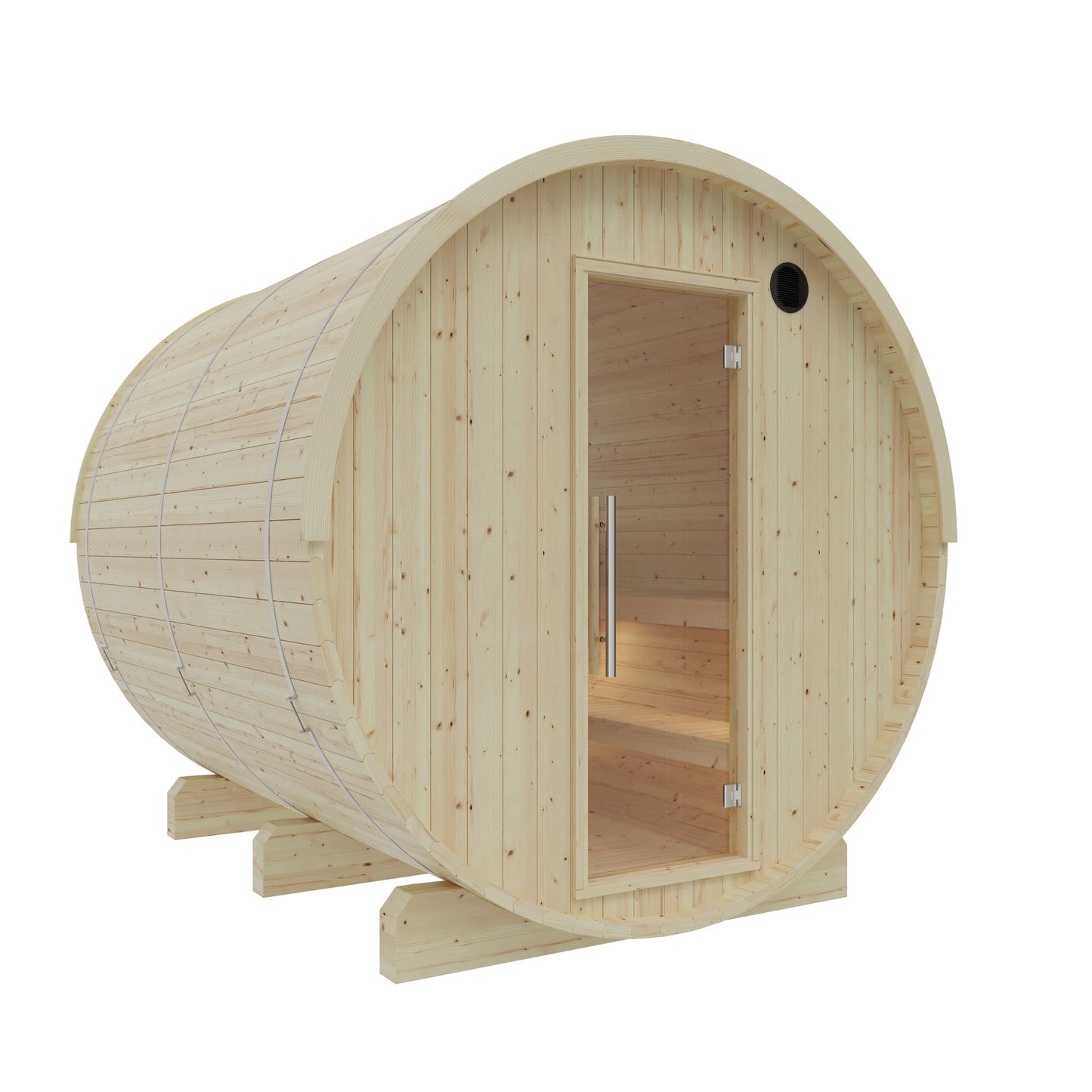 Vassa 6 Person 2 Tier Finnish Barrel Sauna with Heater - By Finnish Barrel Saunas Nordic Spruce / No Terrace Finnish Barrel Saunas 6DD1FFE5-B6E2-4D4C-9996-8871B0E0C17C.jpg