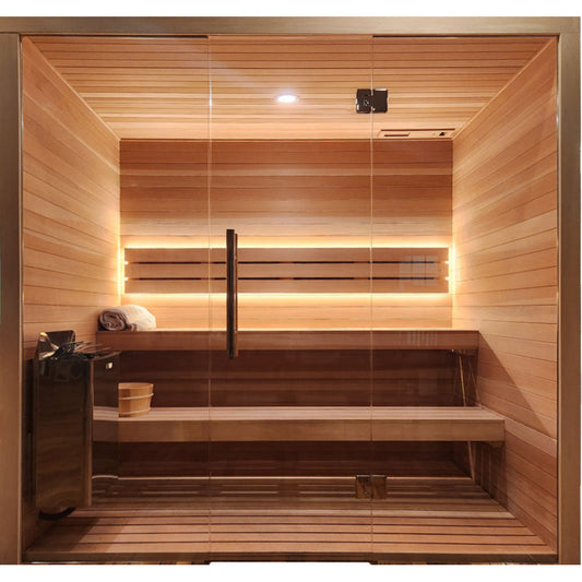 Finnish Sauna Builders 11' x 11' x 7' Pre-Cut Sauna Kit Option 1 / 7 Foot Tall / No Backrest,Option 1 / 7 Foot Tall / Backrest + $471.90,Option 1 / 8 Foot Tall + $624.36 / No Backrest,Option 1 / 8 Foot Tall + $624.36 / Backrest + $471.90,Option 2 / 7 Foot