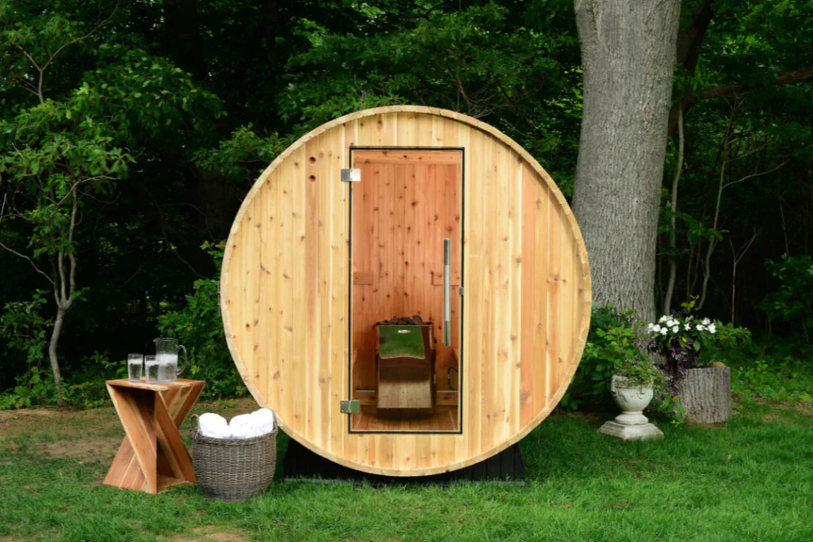 Almost Heaven Sauna Seneca 6 Person Classic Barrel Sauna Rustic Cedar,Onyx - Stained Southern Pine Almost Heaven Sauna Almost_Heaven_Barrel_Sauna_Forest.webp