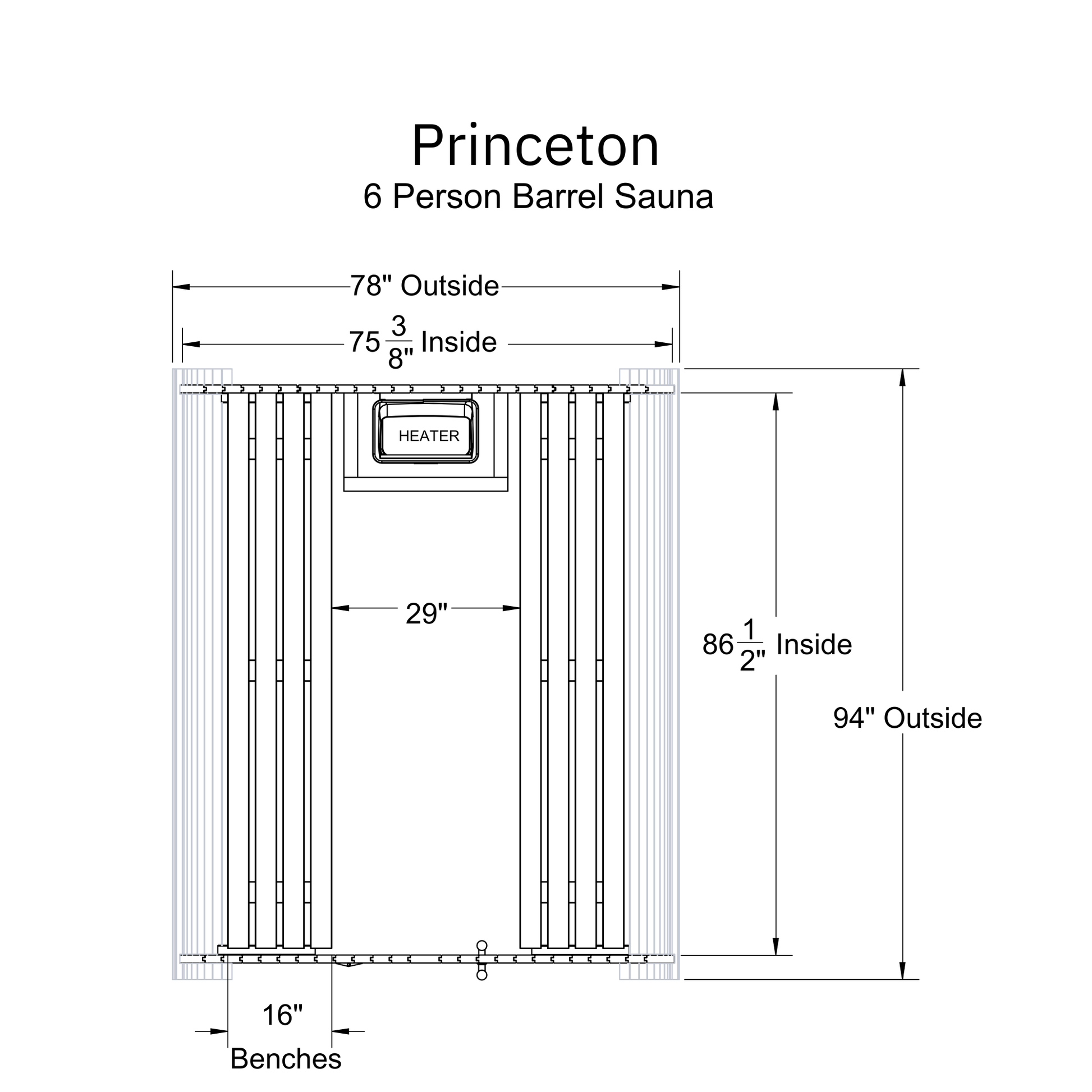 Almost Heaven Princeton 6 Person Classic Barrel Sauna - photo 9