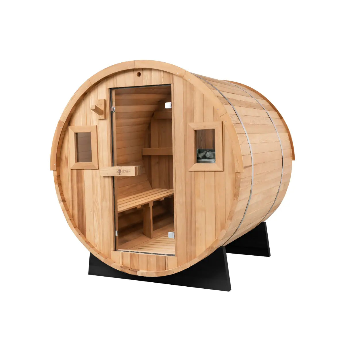 Barrel Outdoor Sauna - 6 Person w/ Harvia KIP 8kW Wi-Fi Heater Redwood Outdoors BarrelOutdoorSauna-6Personw_HarviaKIP8kWWi-FiHeaterbyRedwoodOutdoors.webp