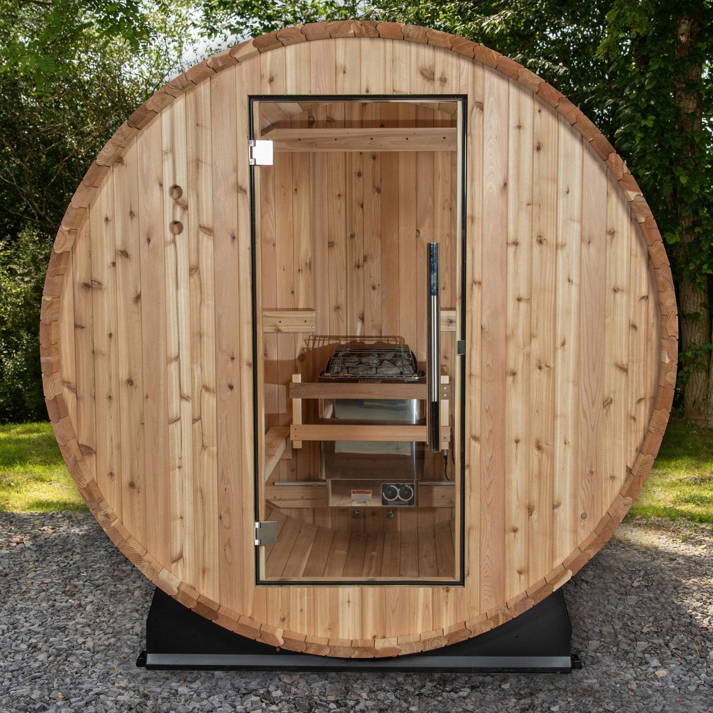 Almost Heaven Watoga 6x5 Classic Barrel Sauna (4-Person) Rustic Cedar,Onyx - Stained Southern Pine Almost Heaven Sauna Barrel_Classic_Watoga_glass_1024x1024_2x_4f0d8dc0-2a70-4cb3-891b-698c1ab2b604.jpg
