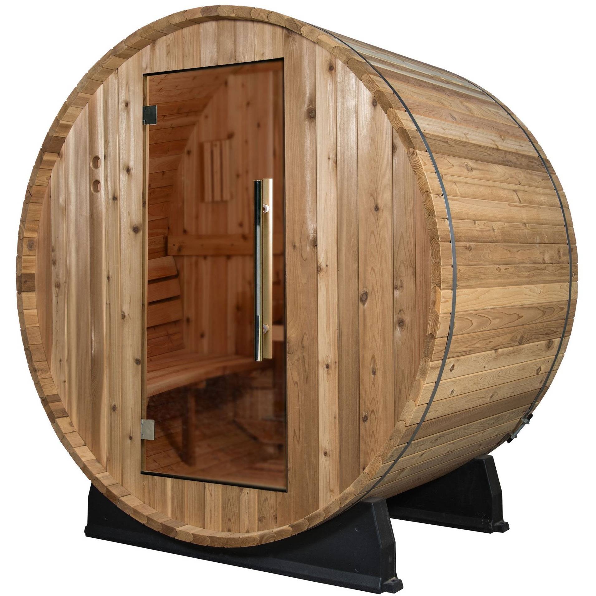 Almost Heaven Watoga 6x5 Classic Barrel Sauna (4-Person) Rustic Cedar,Onyx - Stained Southern Pine Almost Heaven Sauna Barrel_Classic_Watoga_glass_2_1024x1024_2x_61cba827-ce2c-4ce3-b728-8182d5e3e02f.jpg