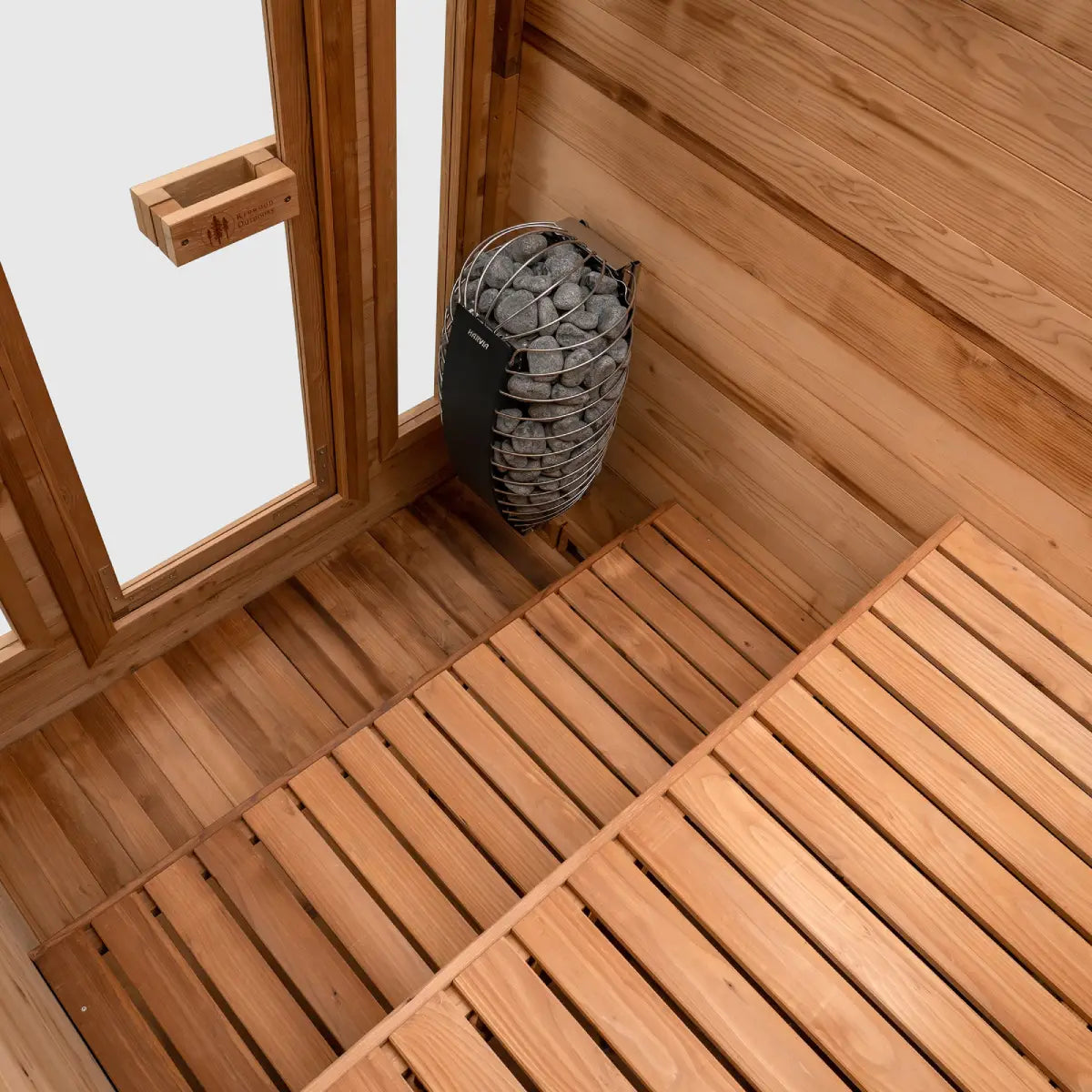 Cabin Outdoor Sauna - 4 Person w/ Harvia KIP 8kW Wi-Fi Heater Redwood Outdoors CabinOutdoorSauna-4Personw_HarviaKIP8kWWi-FiHeater_5.webp