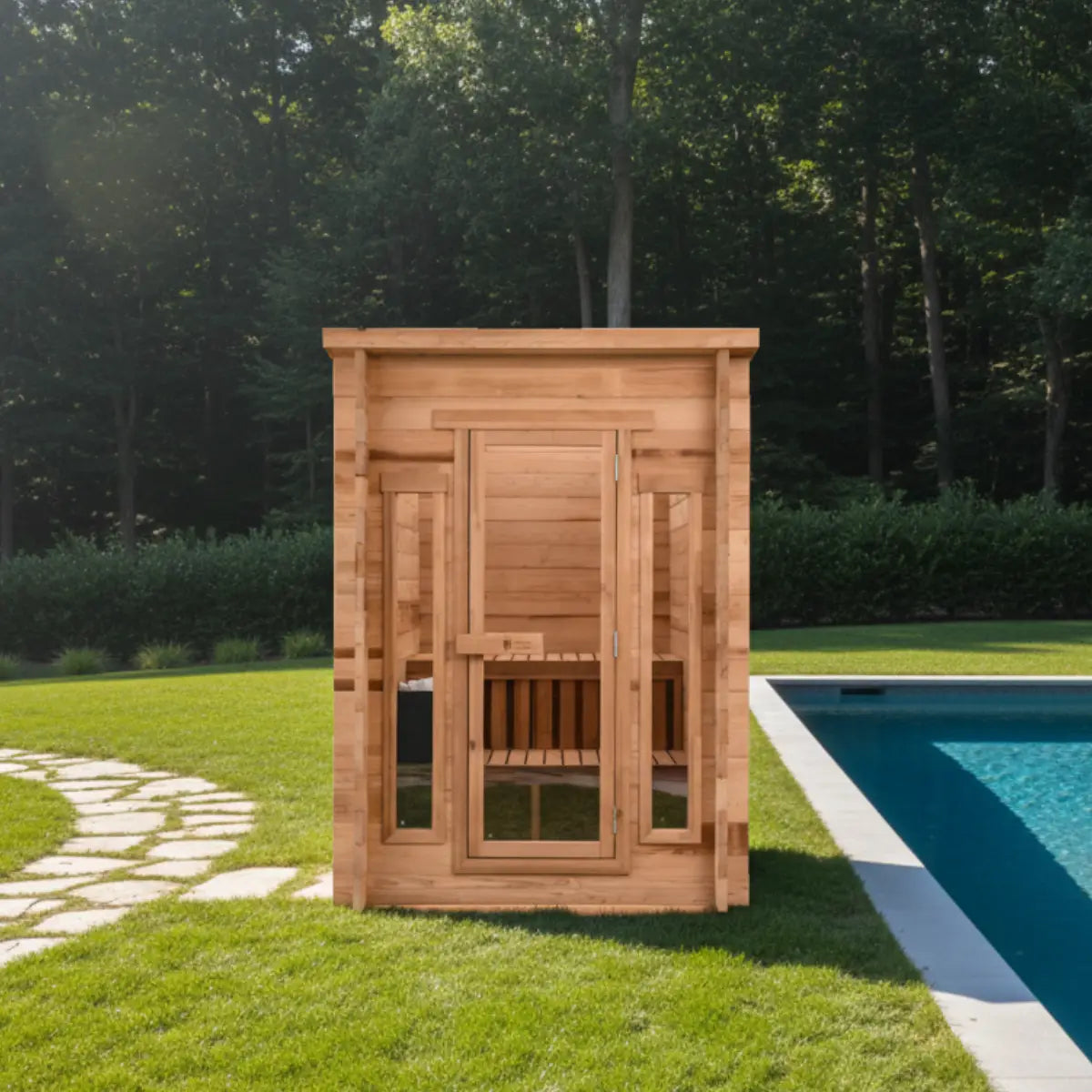 Cabin Outdoor Sauna - 4 Person w/ Harvia KIP 8kW Wi-Fi Heater Redwood Outdoors Cabin_Outdoor_Sauna_-_4_Person_w__Harvia_KIP_8kW_Wi-Fi_Heater_7.webp