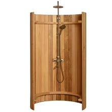 Almost Heaven Ellipse Outdoor Shower Rustic Cedar / No Floor / Nickel,Rustic Cedar / No Floor / Onyx,Rustic Cedar / Floor / Nickel,Rustic Cedar / Floor / Onyx Almost Heaven Sauna Clear_Ellipse_Front_110x110_2x.jpg_copy.jpg
