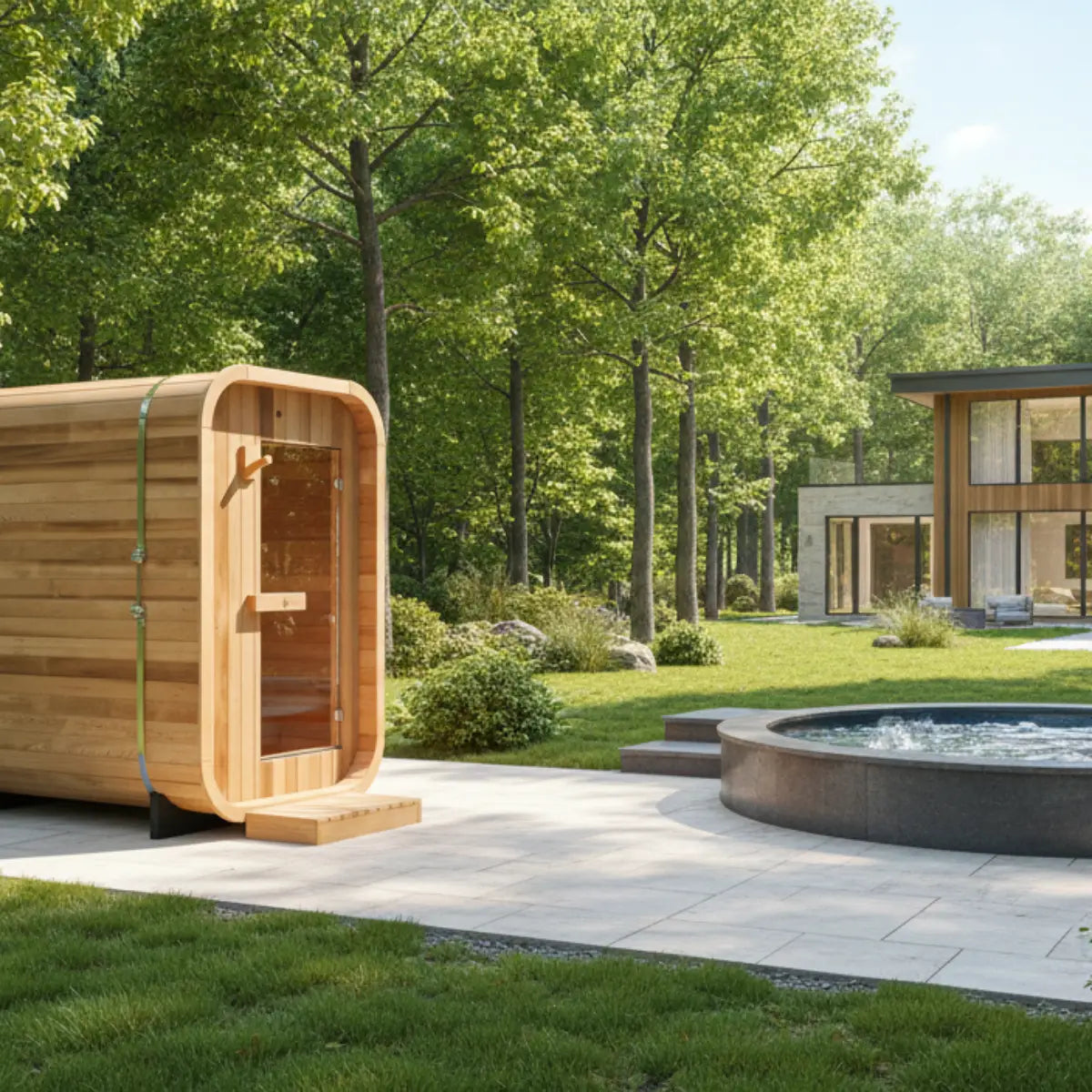 Duo Outdoor Sauna - 2 Person w/ Harvia KIP 8kW Wi-Fi Heater Redwood Outdoors DuoOutdoorSauna-2Personw_HarviaKIP8kWWi-FiHeaterbyRedwoodOutdoors_7.webp