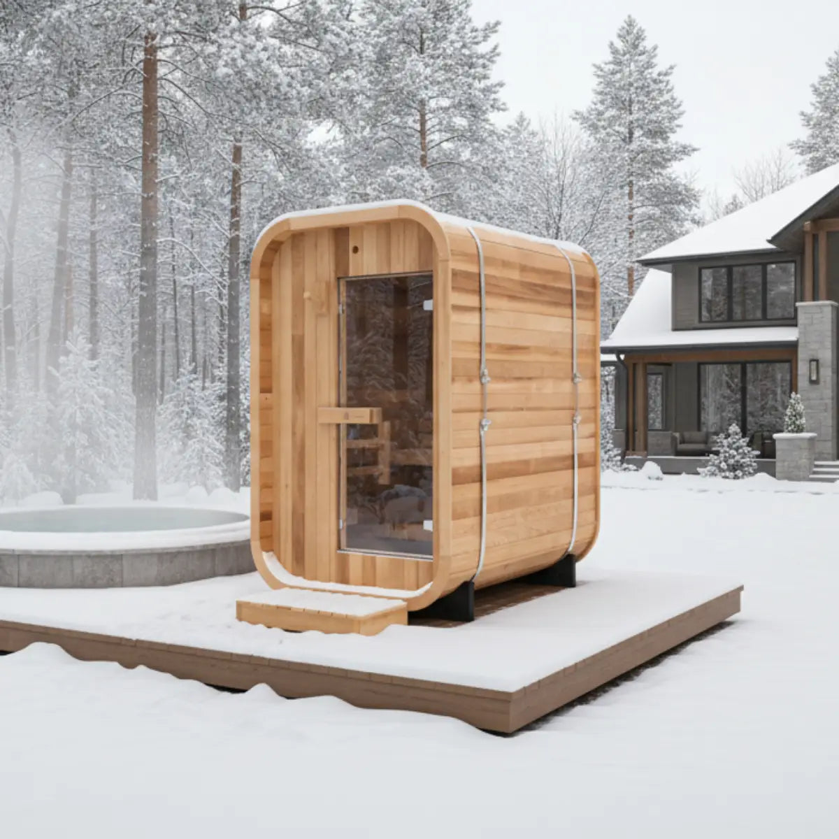 Duo Outdoor Sauna - 2 Person w/ Harvia KIP 8kW Wi-Fi Heater by Redwood Outdoors
