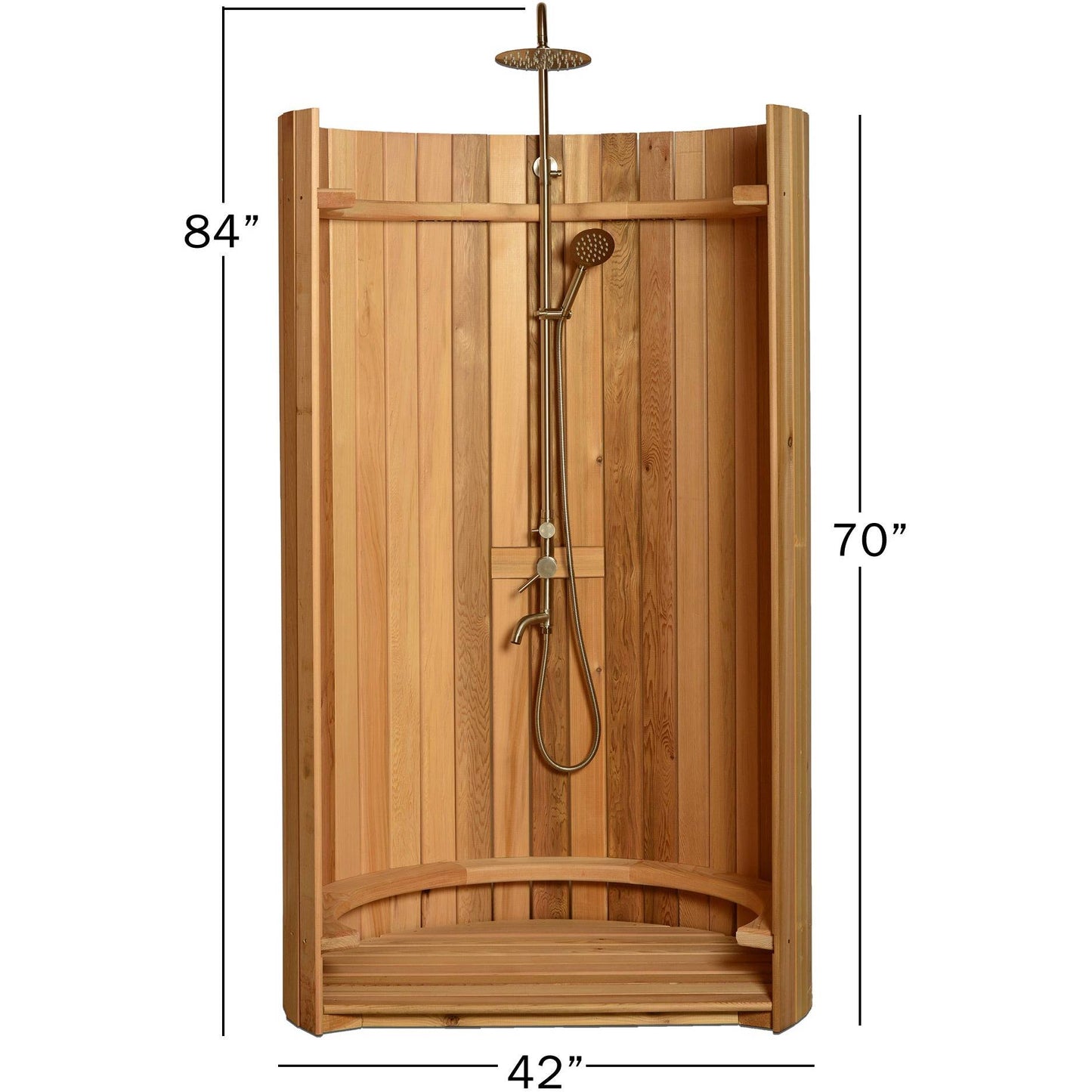 Almost Heaven Ellipse Outdoor Shower Rustic Cedar / No Floor / Nickel,Rustic Cedar / No Floor / Onyx,Rustic Cedar / Floor / Nickel,Rustic Cedar / Floor / Onyx Almost Heaven Sauna Elipse_w_Measurements.jpg
