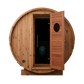 Thermory 4 Person Barrel Sauna No 80 DIY Kit with Changing Room and Window Thermally Modified Spruce Thermory Front_open.png