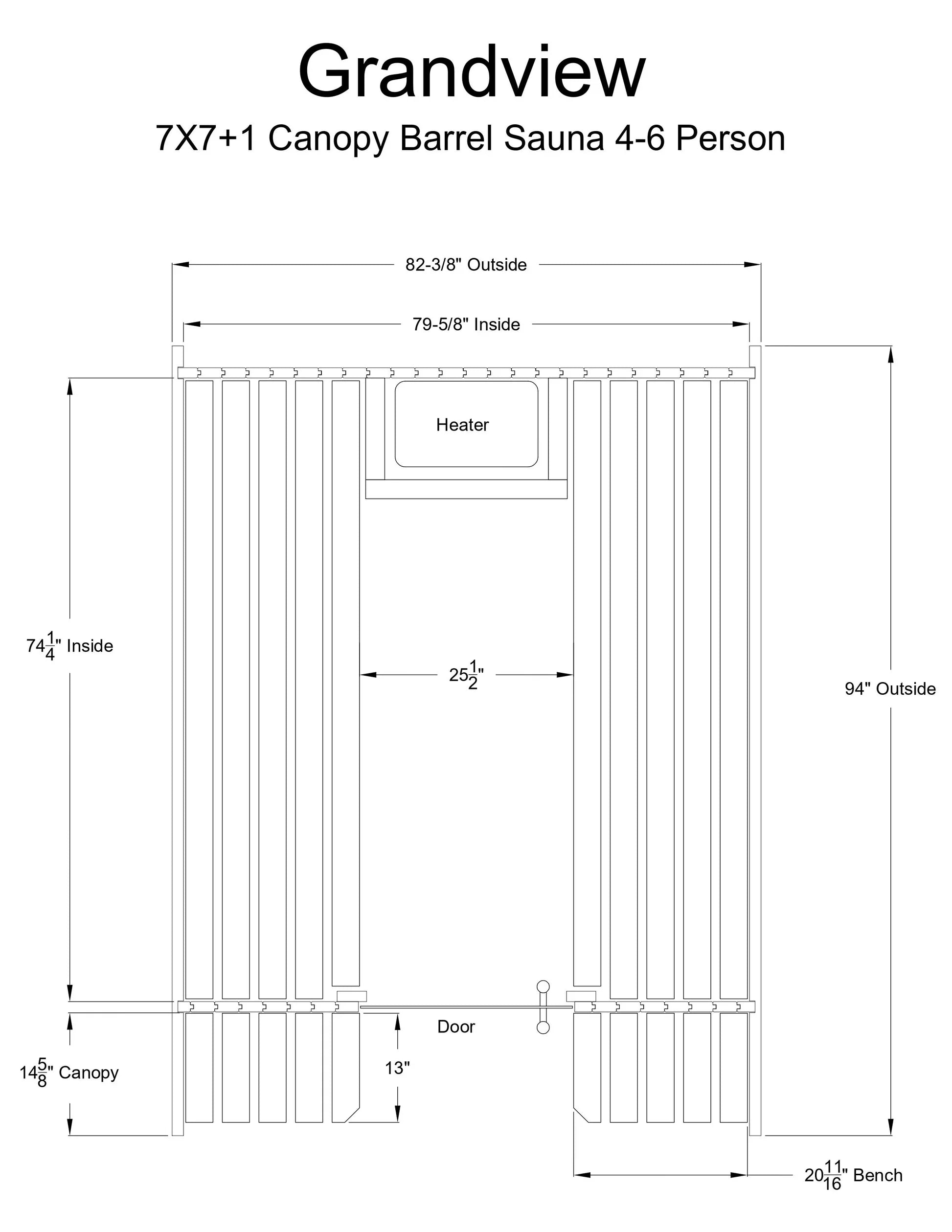 Almost Heaven Grandview 6 Person Canopy Barrel Sauna Rustic Cedar,Onyx - Stained Southern Pine Almost Heaven Sauna GrandviewLayoutDrawing_aa561c97-8dc7-4301-8388-66e2cc9e5408.webp