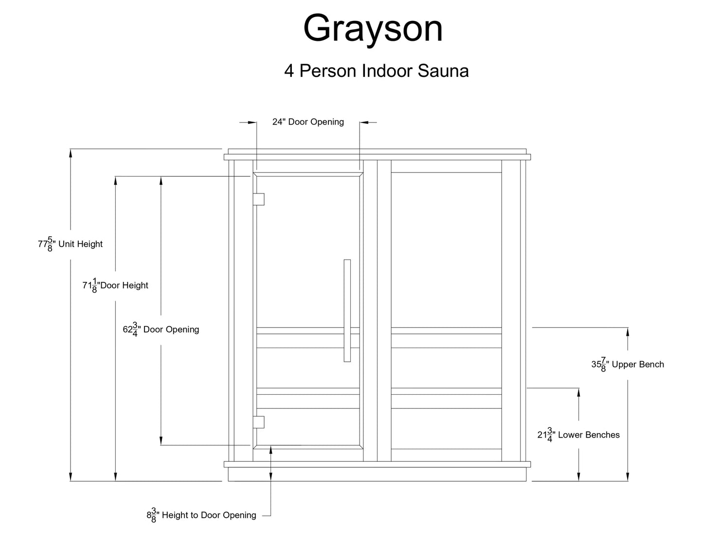 Almost Heaven Grayson 4 Person Indoor Sauna Respite Series Rustic Cedar,Fir Almost Heaven Sauna GraysonFrontView.webp