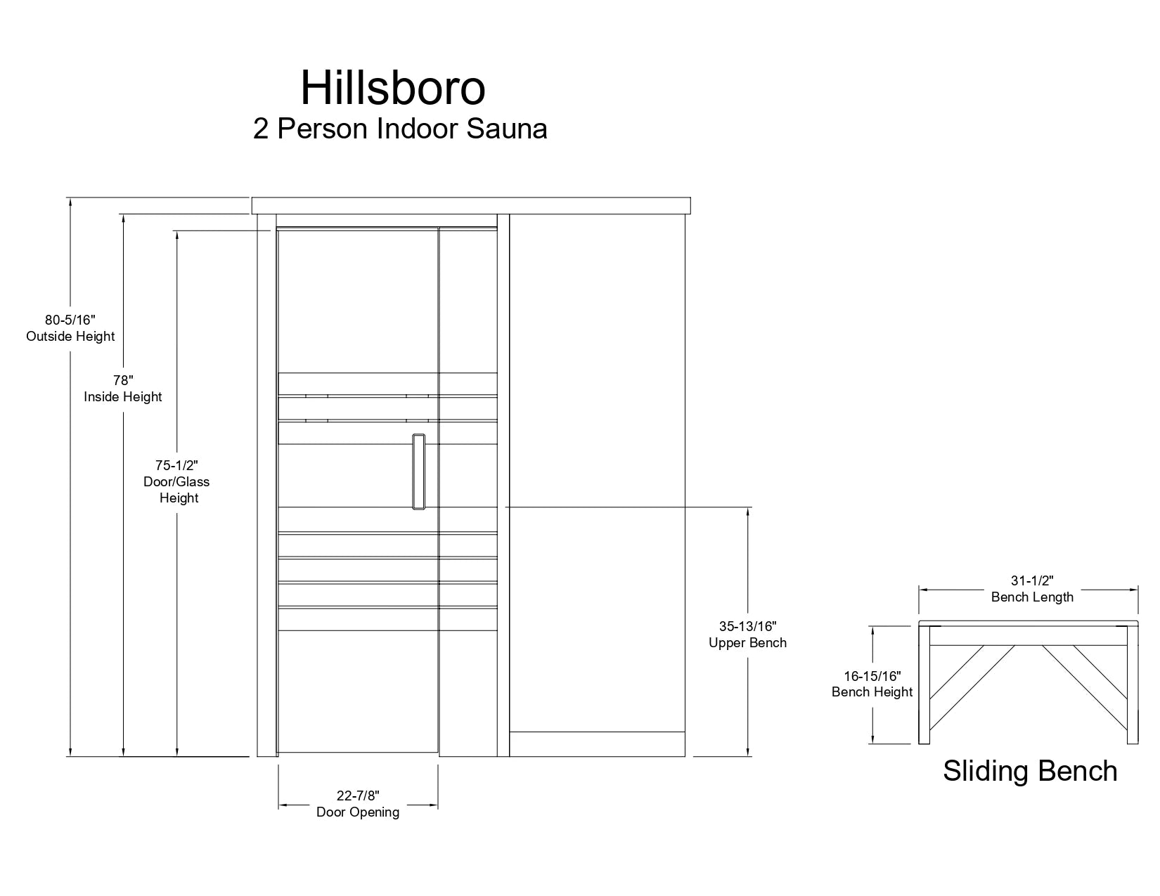 Almost Heaven Hillsboro 2 Person Indoor Sauna Element Series - Nordic Spruce Almost Heaven Sauna HillsboroFrontView.webp