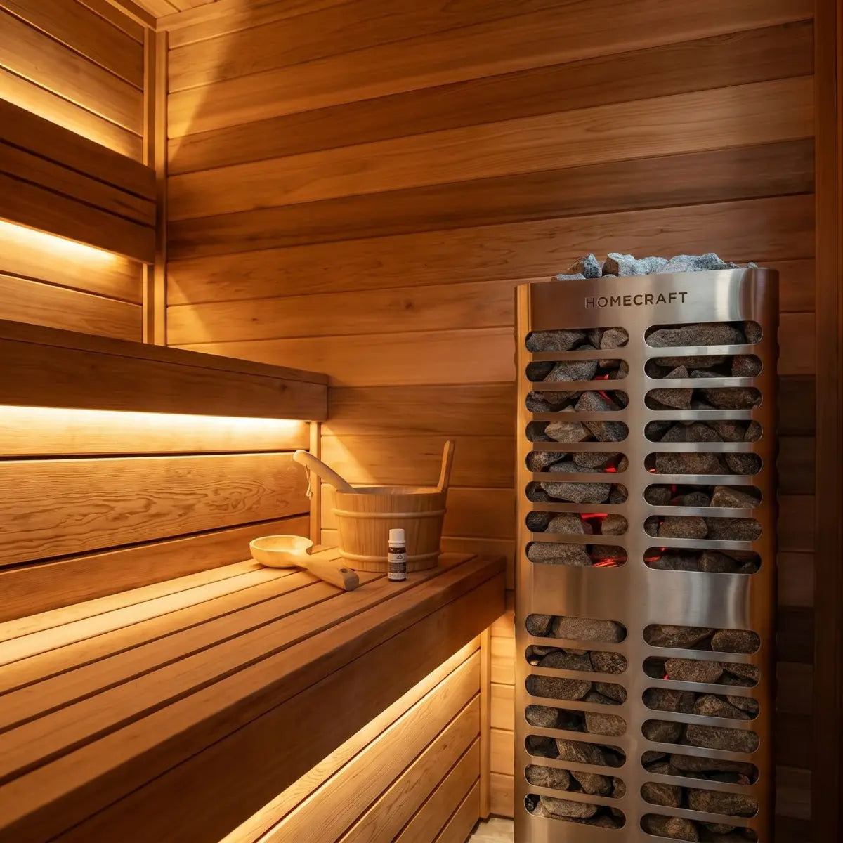 Homecraft Revive 6kW Electric Sauna Heater 240V 1-Phase / No Control / No Stones,240V 1-Phase / No Control / Stones Included,240V 1-Phase / Indoor Control + Wifi Touchpad / No Stones,240V 1-Phase / Indoor Control + Wifi Touchpad / Stones Included,240V 1-P