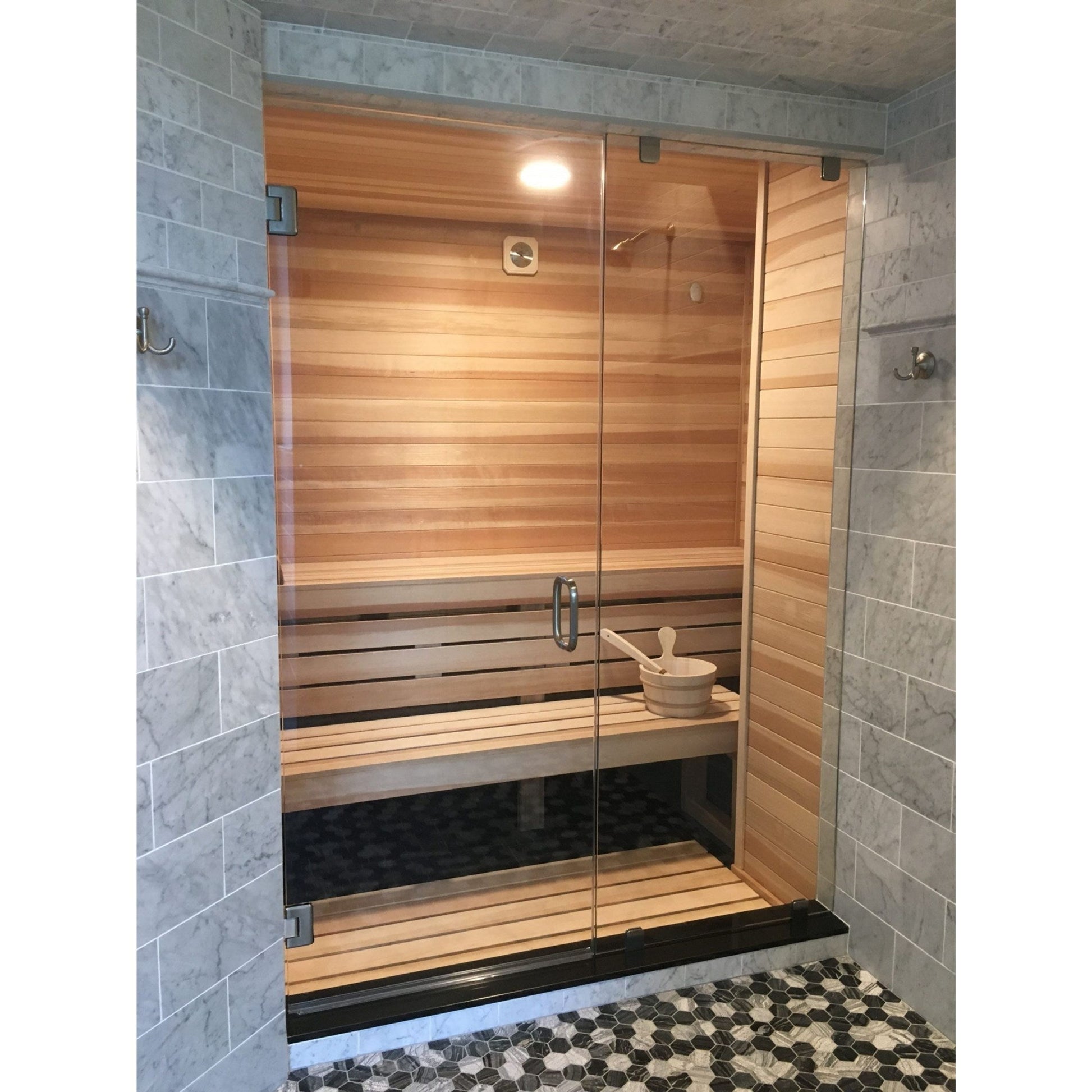 Finnish Sauna Builders 5' x 7' x 7' Pre-Cut Sauna Kit Option 1 / 7 Foot Tall / No Backrest,Option 1 / 7 Foot Tall / Backrest - $300.30,Option 1 / 8 Foot Tall + $340.56 / No Backrest,Option 1 / 8 Foot Tall + $340.56 / Backrest - $300.30,Option 2 / 7 Foot T