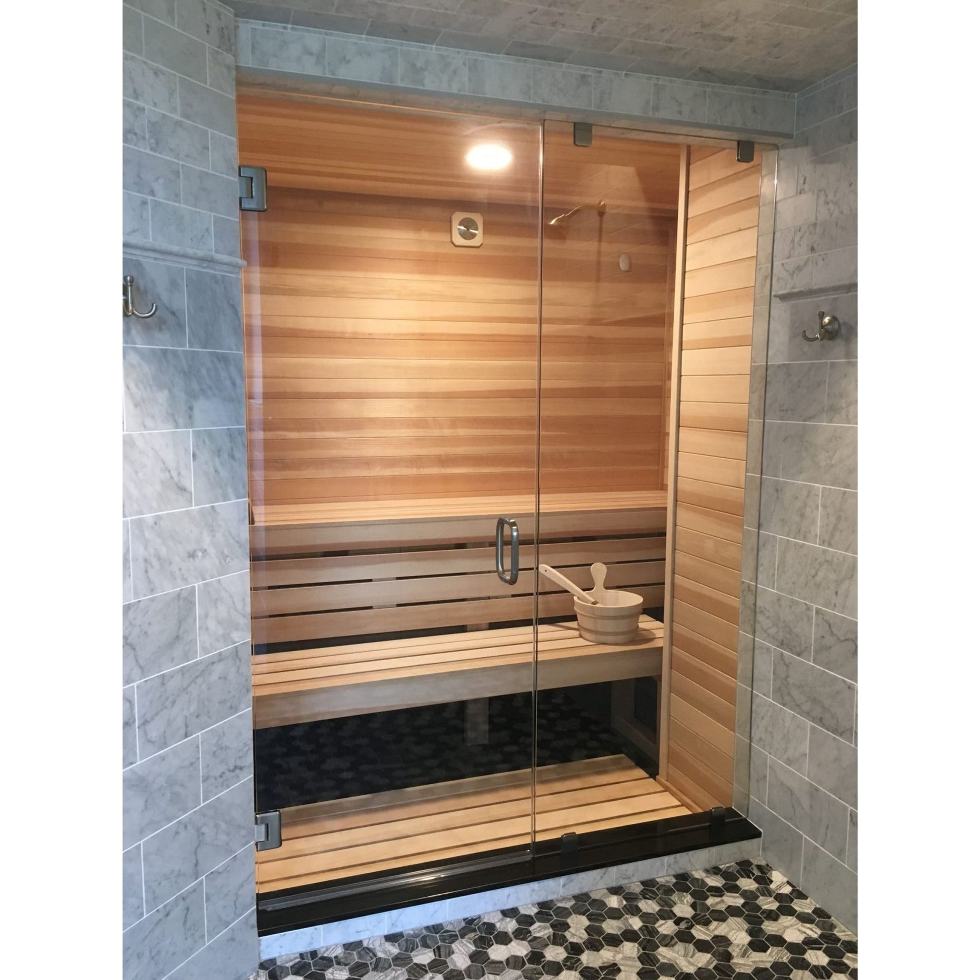Finnish Sauna Builders 12' x 12' x 7' Pre-Built Indoor Sauna Kit Clear Cedar / Option 1,Clear Cedar / Option 2,Clear Cedar / Option 3,Clear Cedar / Option 4,Clear Cedar / Option 5,Clear Cedar / Option 6,Clear Cedar / Custom Option + $500.00 Finnish Sauna 