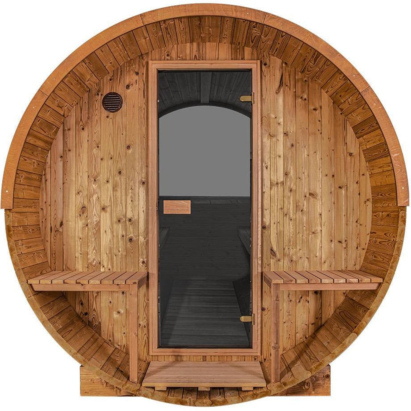 Thermory Barrel Sauna 60 DIY Kit with Porch and Window 4 Person Sauna Builder Thermally Modified Spruce Thermory No60_Front_4e543dd2-dd62-48f1-849d-f8dcc76684f3.jpg