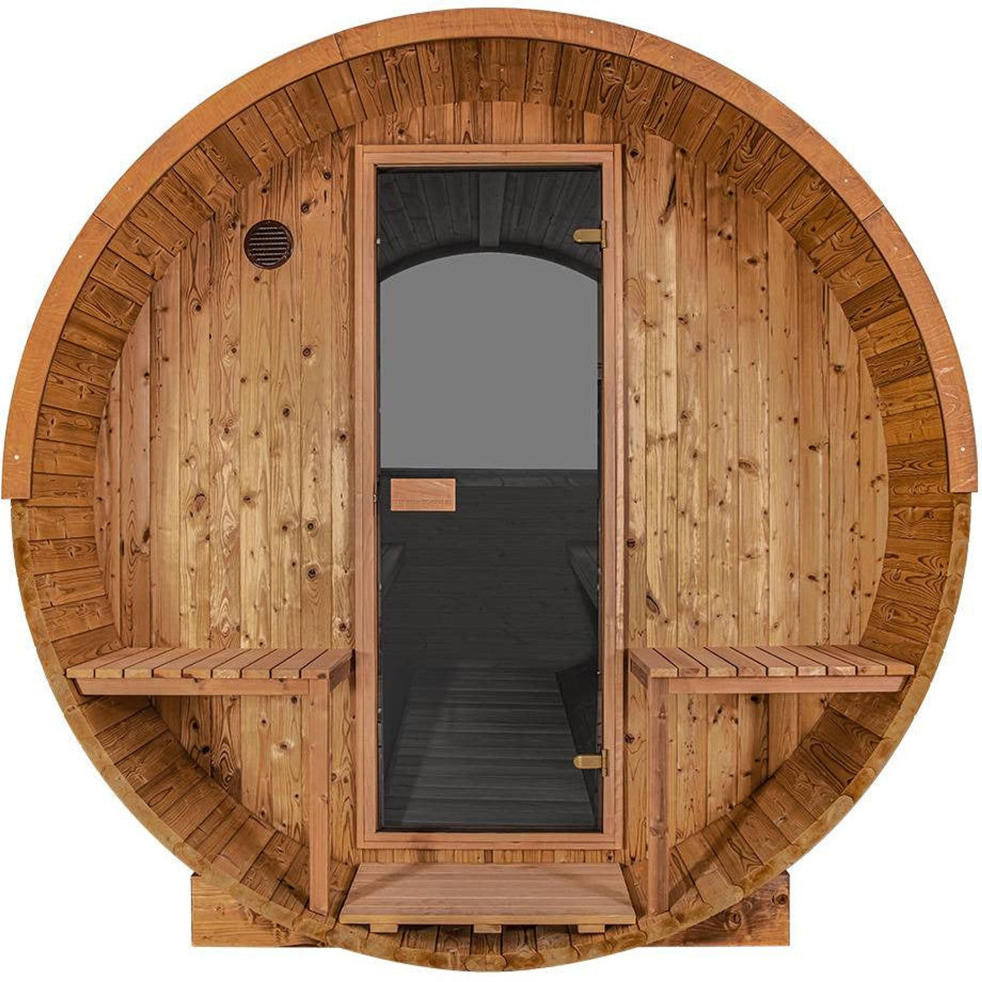 Thermory Barrel Sauna 60 DIY Kit with Porch and Window 4 Person Sauna Builder Thermally Modified Spruce Thermory No60_Front_4e543dd2-dd62-48f1-849d-f8dcc76684f3.jpg