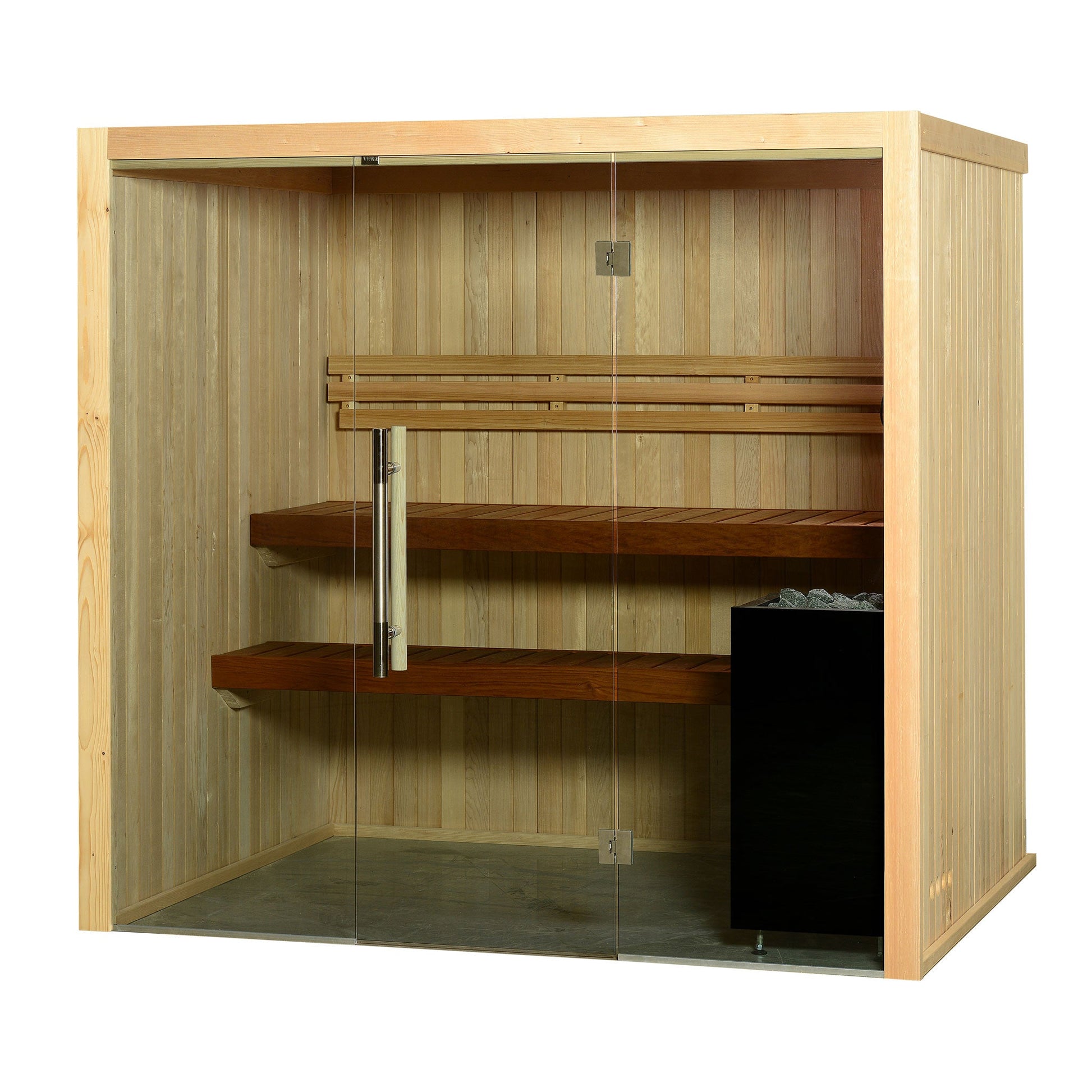 Almost Heaven Oasis 4 Person Indoor Sauna Rustic Cedar,Fir Almost Heaven Sauna Oasis_Vision4PBrownB.jpg