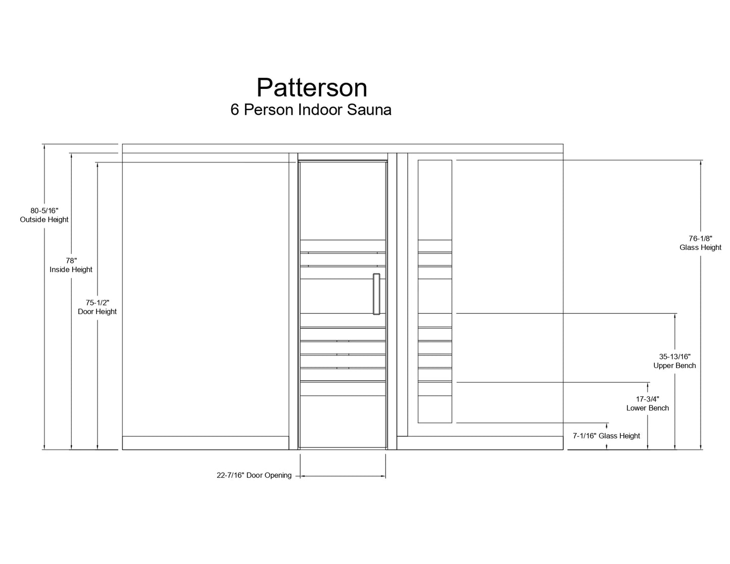Almost Heaven Patterson 6 Person Indoor Sauna Element Series - Nordic Spruce Almost Heaven Sauna PattersonFrontView.webp