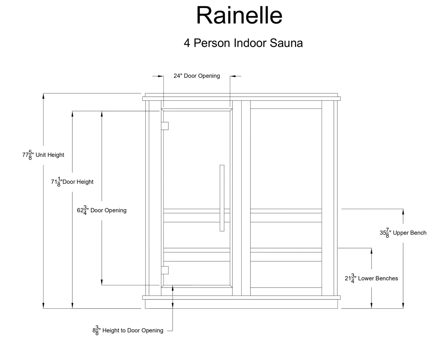 Almost Heaven Rainelle 4 Person Indoor Sauna Respite Series Rustic Cedar,Fir Almost Heaven Sauna RainelleFrontView.webp