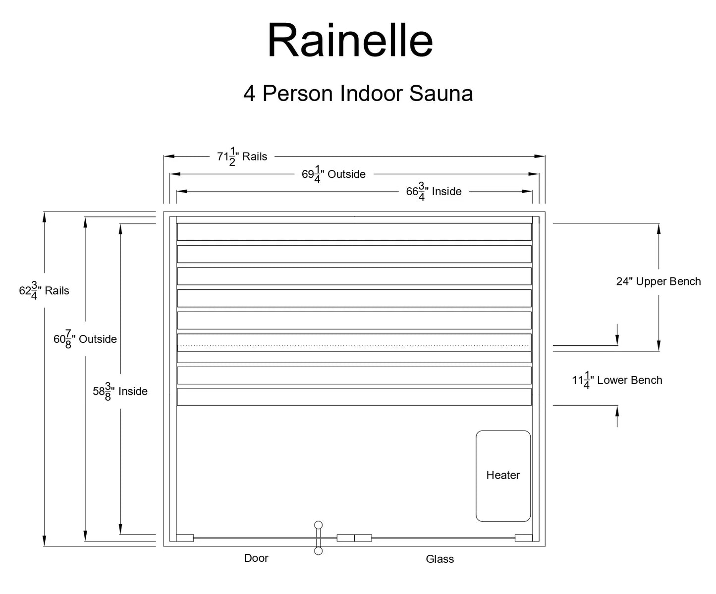 Almost Heaven Rainelle 4 Person Indoor Sauna Respite Series Rustic Cedar,Fir Almost Heaven Sauna RainelleLayoutDrawing_b800ea75-9c1e-421b-bc02-6712812dff29.webp