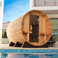 Scandia Electric Barrel Sauna Kit with Canopy 6 W x 5 D x 6 H / Wood,6 W x 5 D x 6 H / Glass,6 W x 6 D x 6 H / Wood,6 W x 6 D x 6 H / Glass,6 W x 7 D x 6 H / Wood,6 W x 7 D x 6 H / Glass,6 W x 8 D x 6 H / Wood,6 W x 8 D x 6 H / Glass,6 W x 9 D x 6 H / Woo