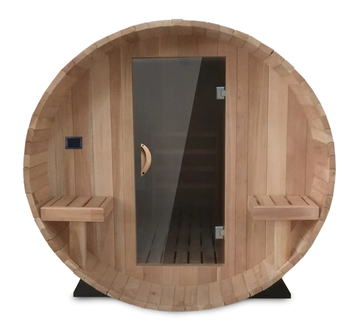 Scandia Electric Barrel Sauna Kit with Canopy 6 W x 5 D x 6 H / Wood,6 W x 5 D x 6 H / Glass,6 W x 6 D x 6 H / Wood,6 W x 6 D x 6 H / Glass,6 W x 7 D x 6 H / Wood,6 W x 7 D x 6 H / Glass,6 W x 8 D x 6 H / Wood,6 W x 8 D x 6 H / Glass,6 W x 9 D x 6 H / Woo