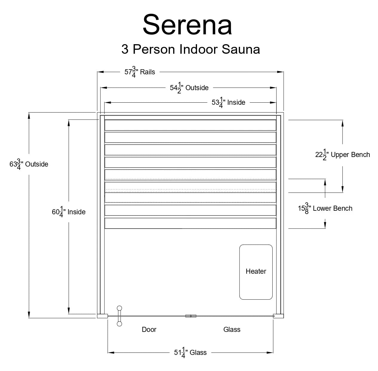 Almost Heaven Serena 3 Person Indoor Sauna Rustic Cedar,Fir Almost Heaven Sauna SerenaLayoutDrawing.webp