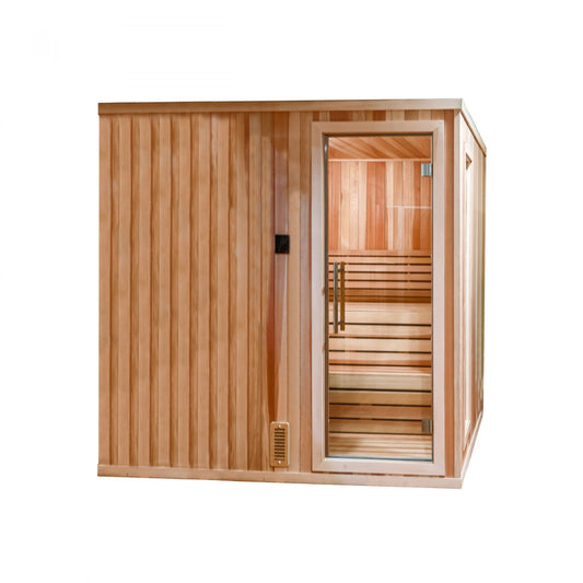 Finnish Sauna Builders 5' x 5' x 7' Pre-Built Indoor Sauna Kit Clear Cedar / Option 1,Clear Cedar / Option 2,Clear Cedar / Option 3,Clear Cedar / Option 4,Clear Cedar / Custom Option + $500.00 Finnish Sauna Builders Showroom-Platinum-large-exterior-BEST-c