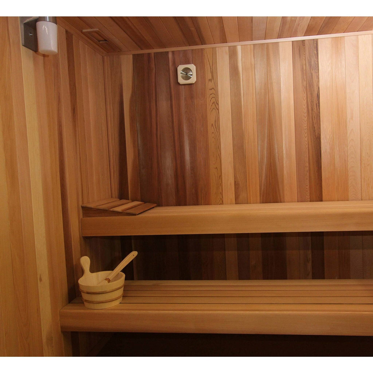Finnish Sauna Builders 6' x 6' x 7' Pre-Built Outdoor Sauna Kit with Cedar Panelized Roof