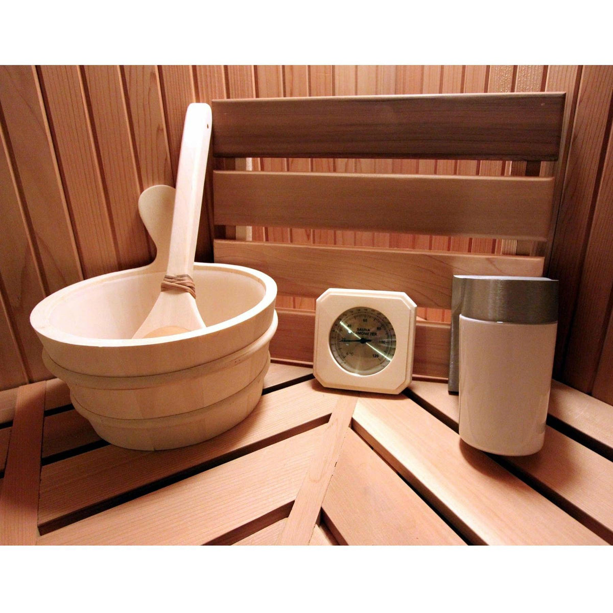 Finnish Sauna Builders 6' x 8' x 7' Pre-Built Outdoor Sauna Kit with A-Frame Cedar Shake Roof