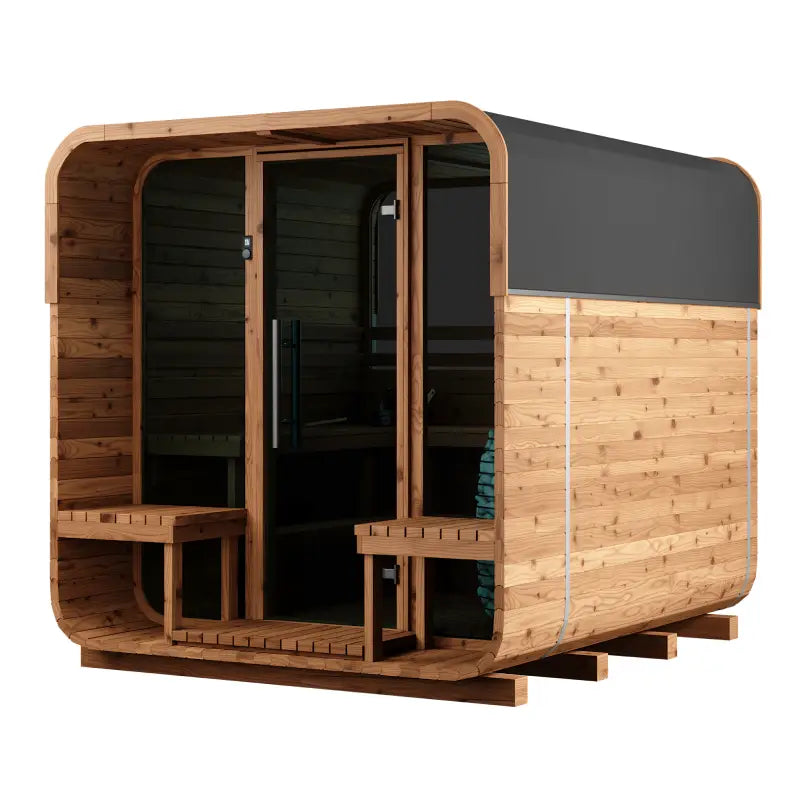 Thermory 6 Person Square Sauna No 40 DIY Kit with Terrace and Window